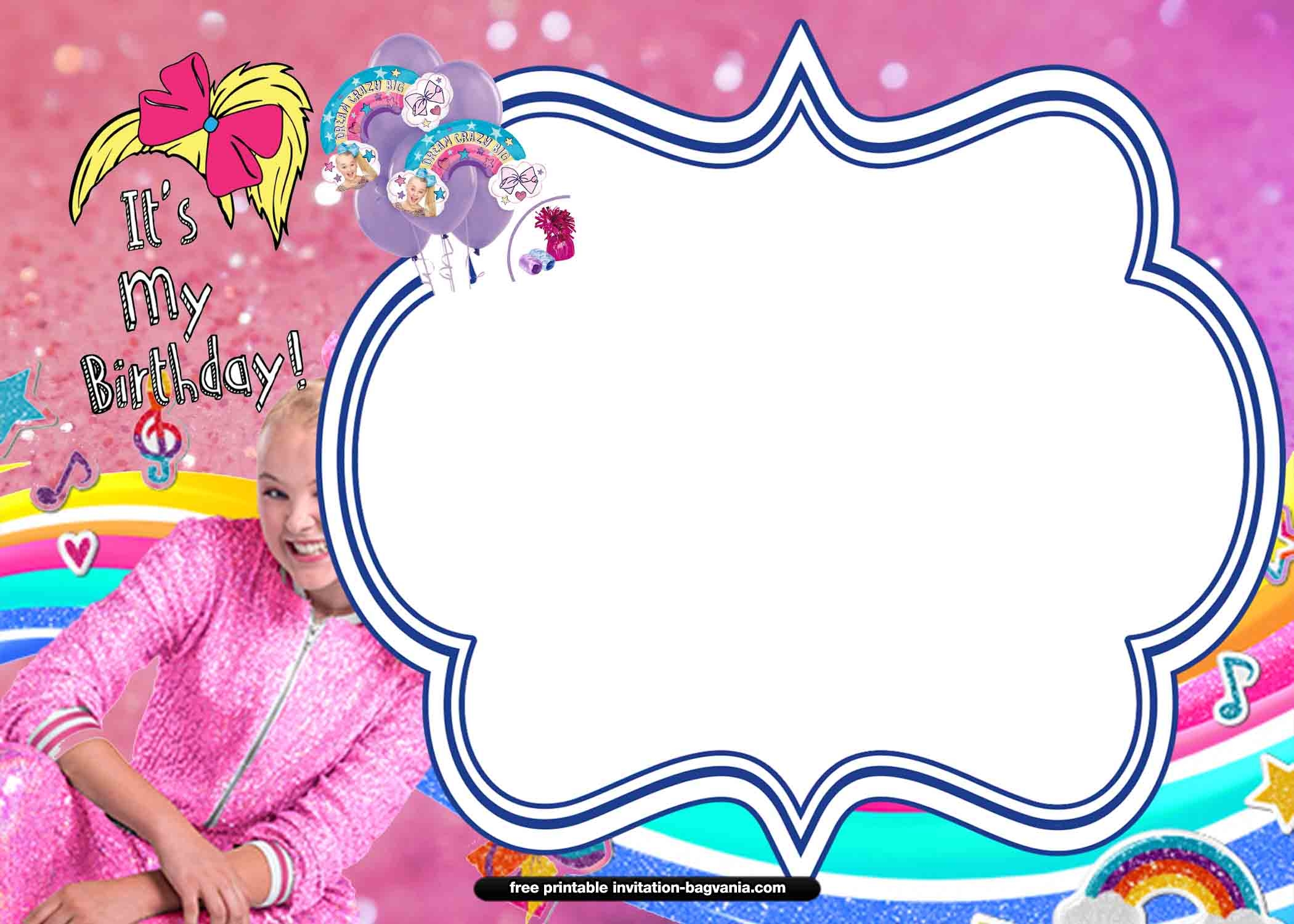 13 FREE Jojo Siwa Invitation Templates Bagvania Worksheets 