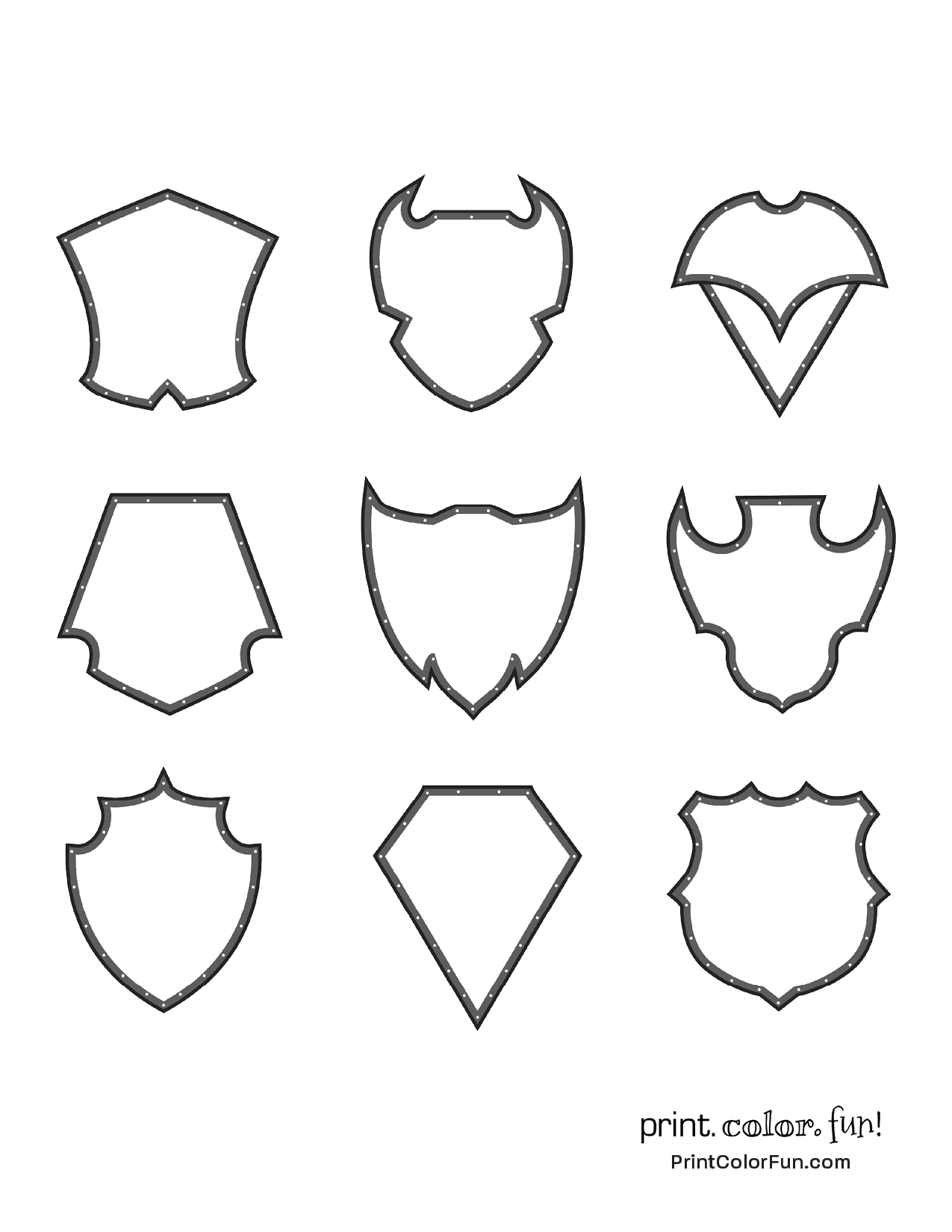 15 Coat Of Arms Template Pages Discover Medieval Magic With These Blank Shields To Color U0026 Craft At PrintColorFun