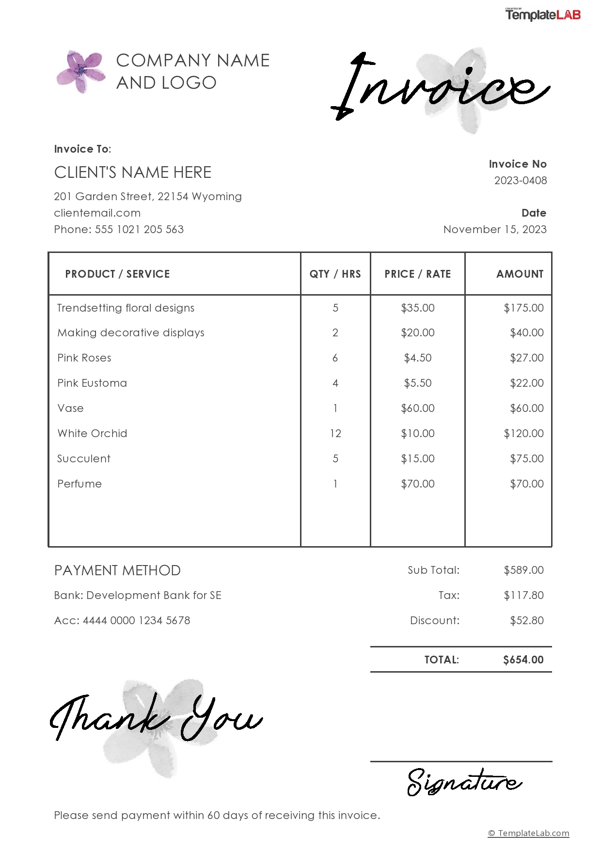 Printable Blank Invoice Free