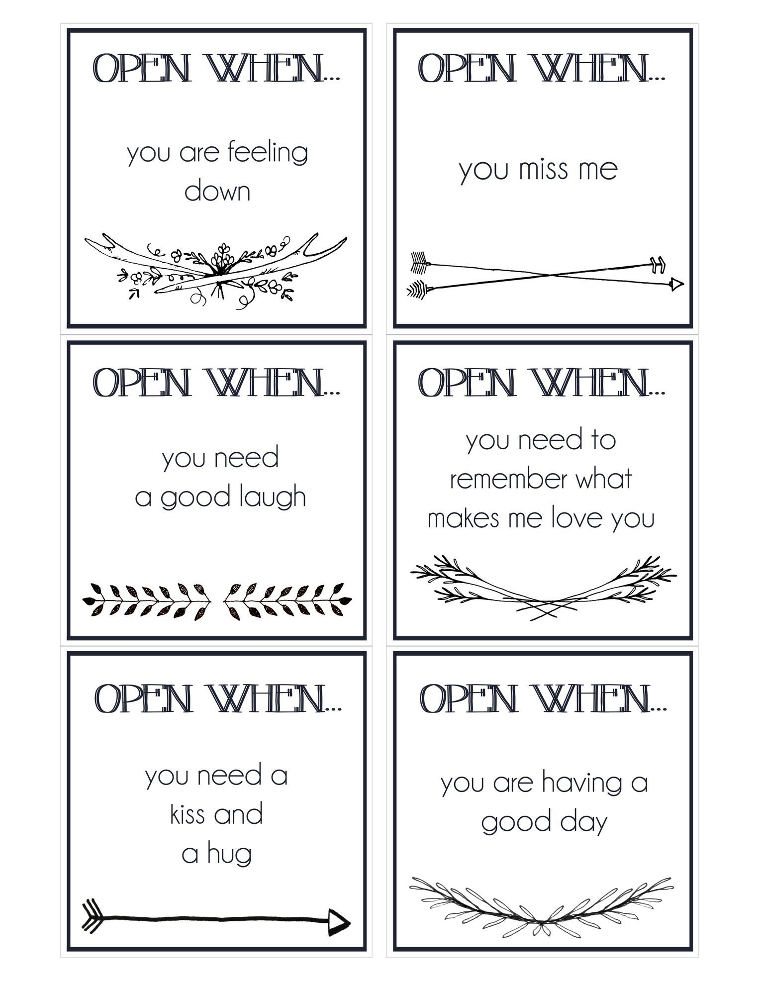 Free Printable Open When Letters Labels