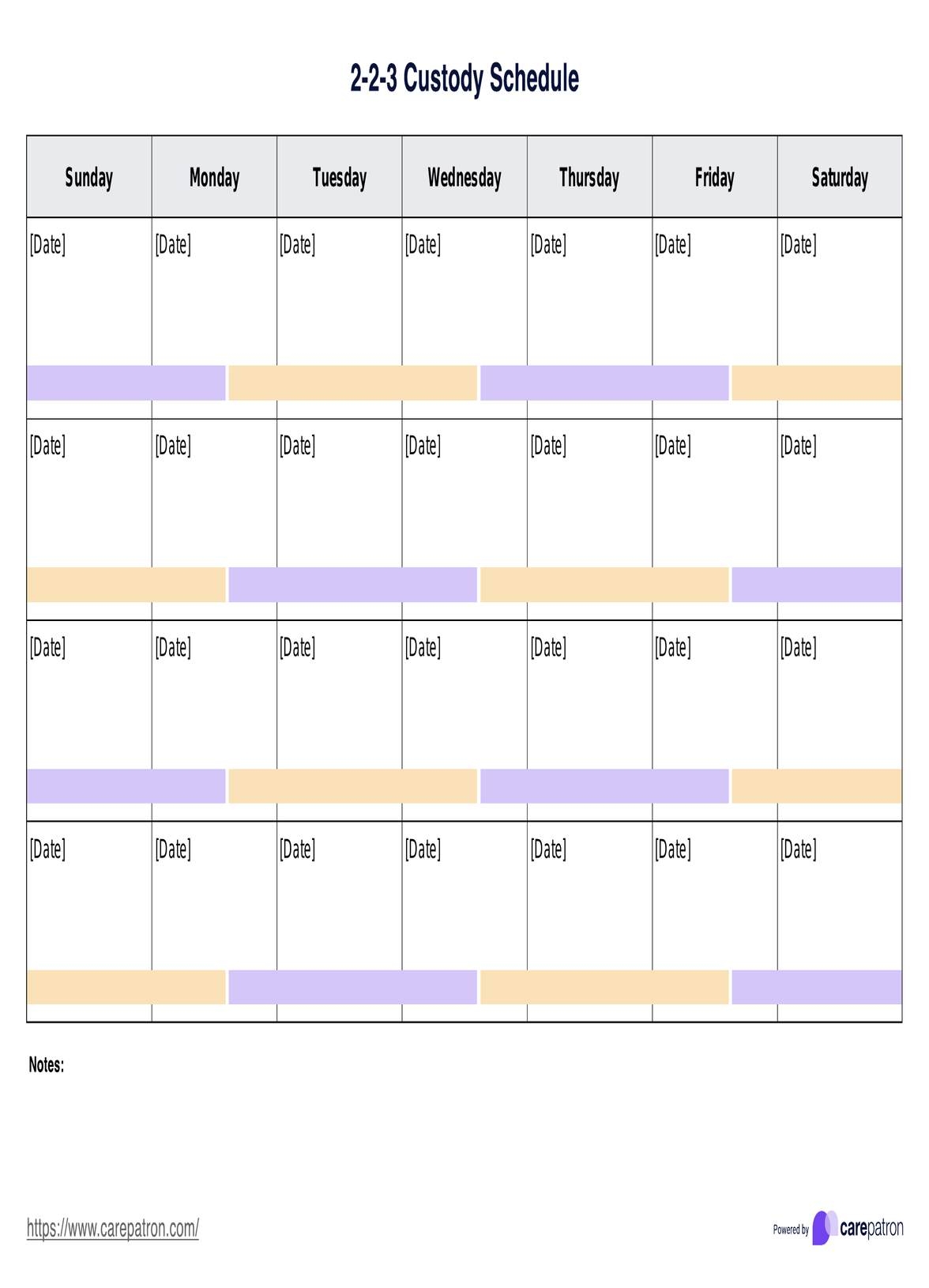 Free Printable Custody Calendar Template
