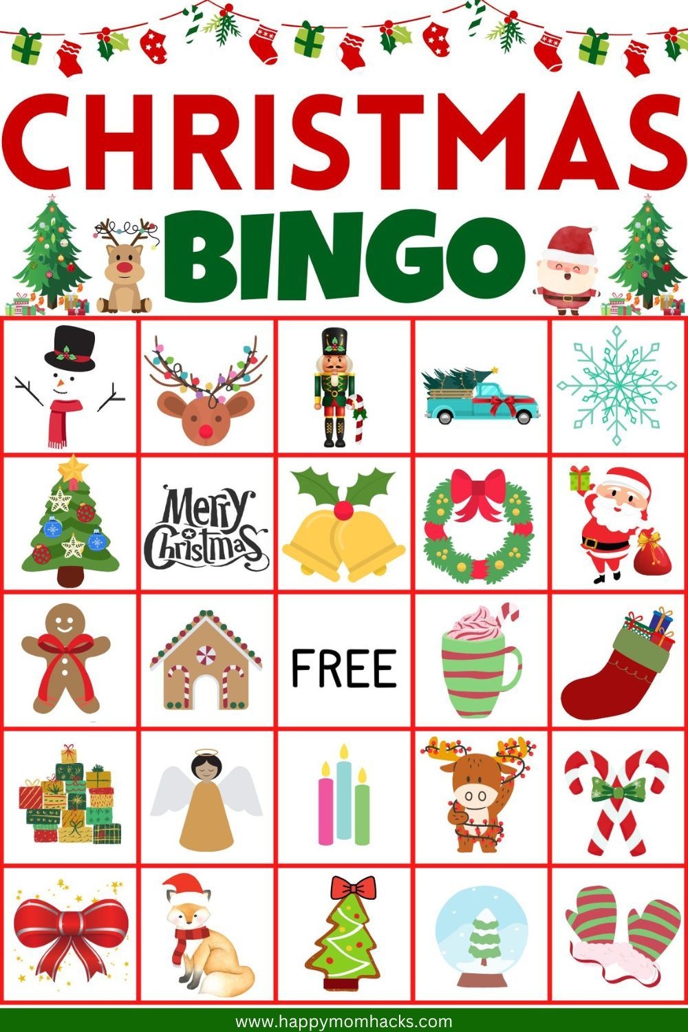 Printable Christmas Bingo Cards Free