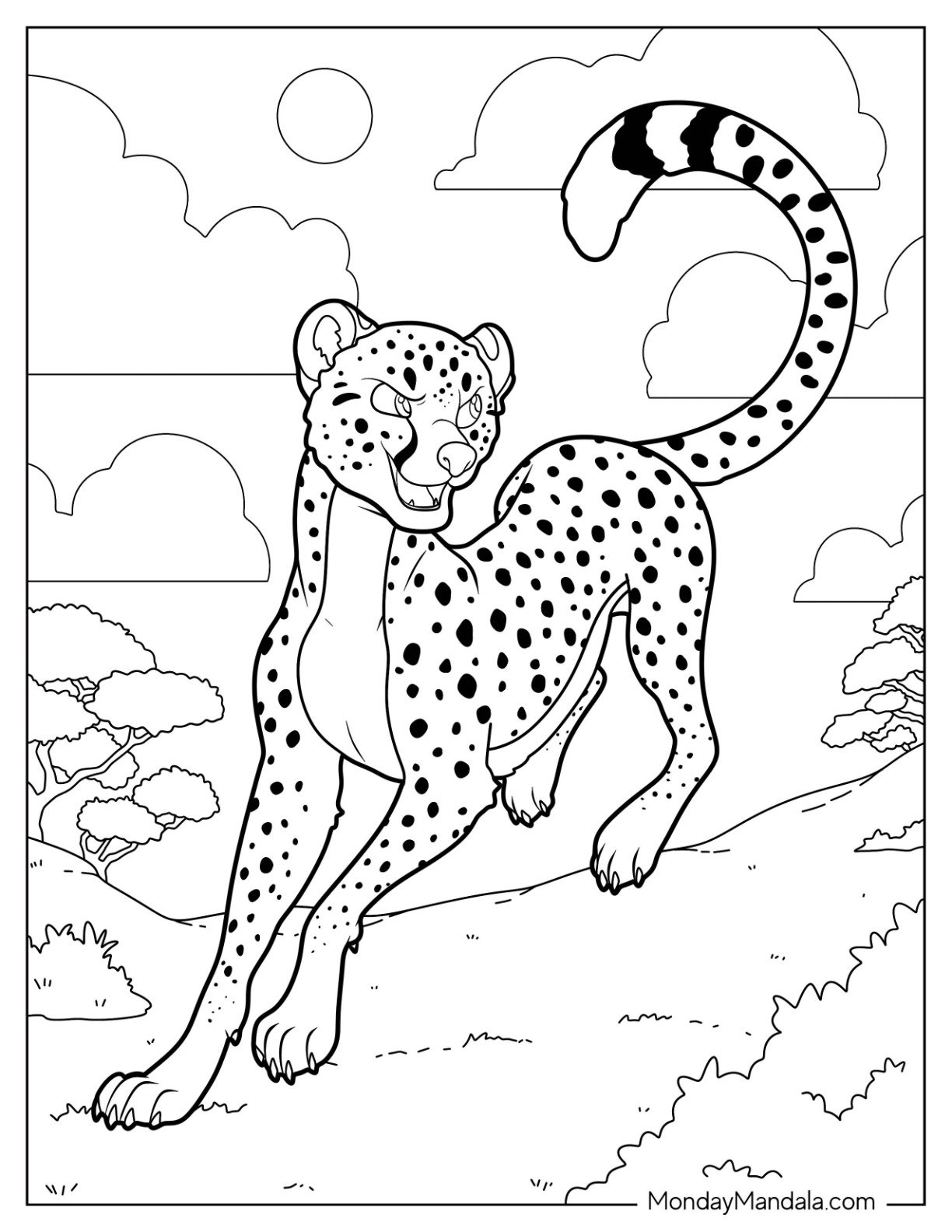 Cheetah Coloring Page Free Printable