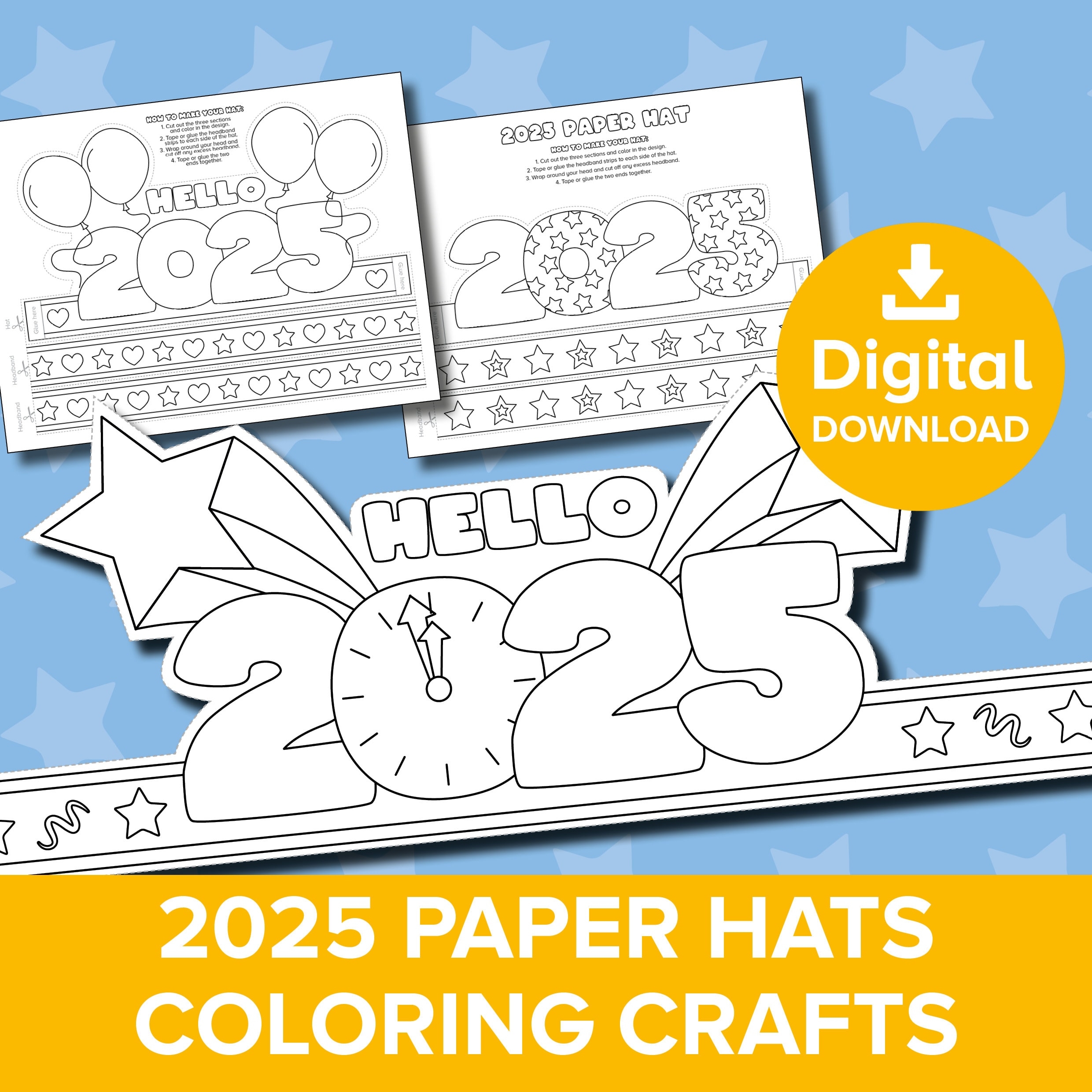 2025 New Year s Eve Paper Hats Happy New Year Party Hat Crown 