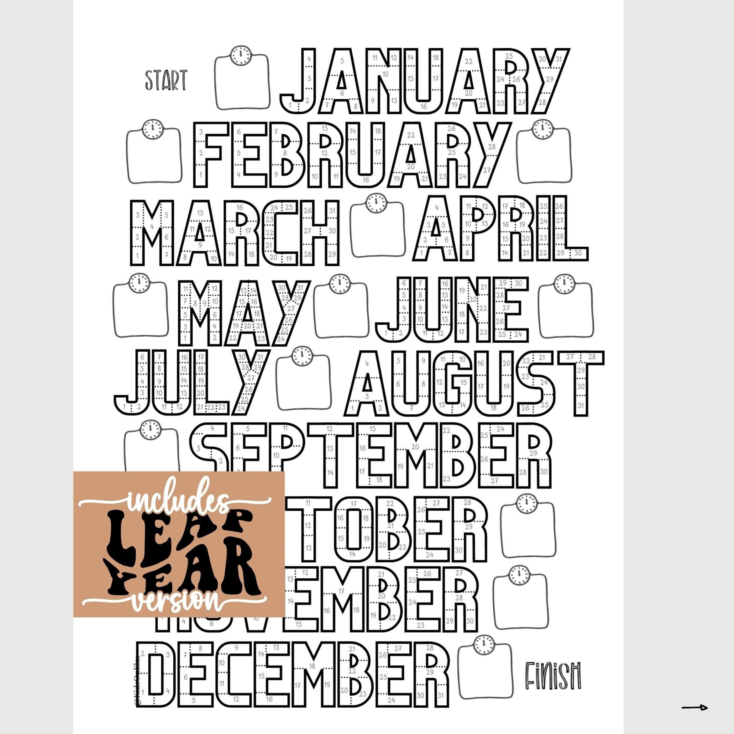 Monthly Workout Coloring Page Free Printable