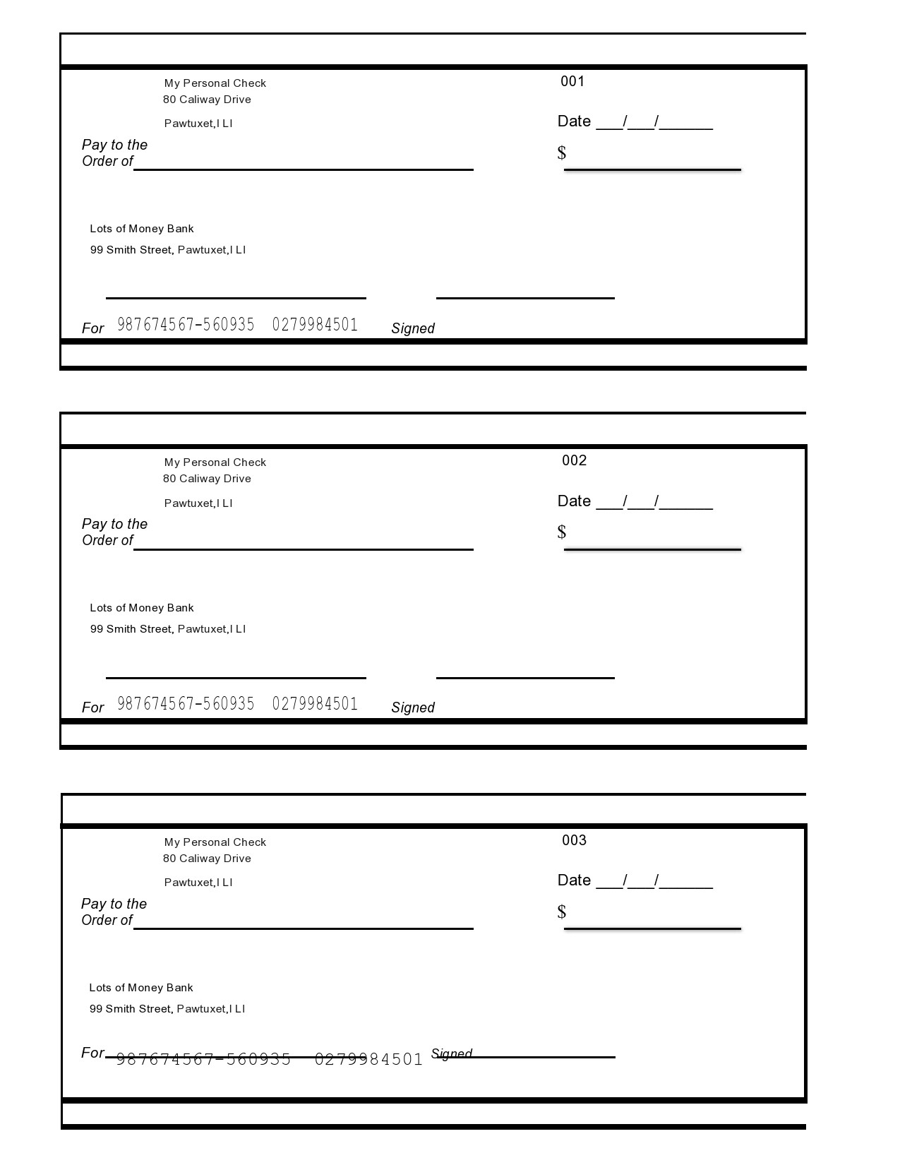 Blank Check Template Printable
