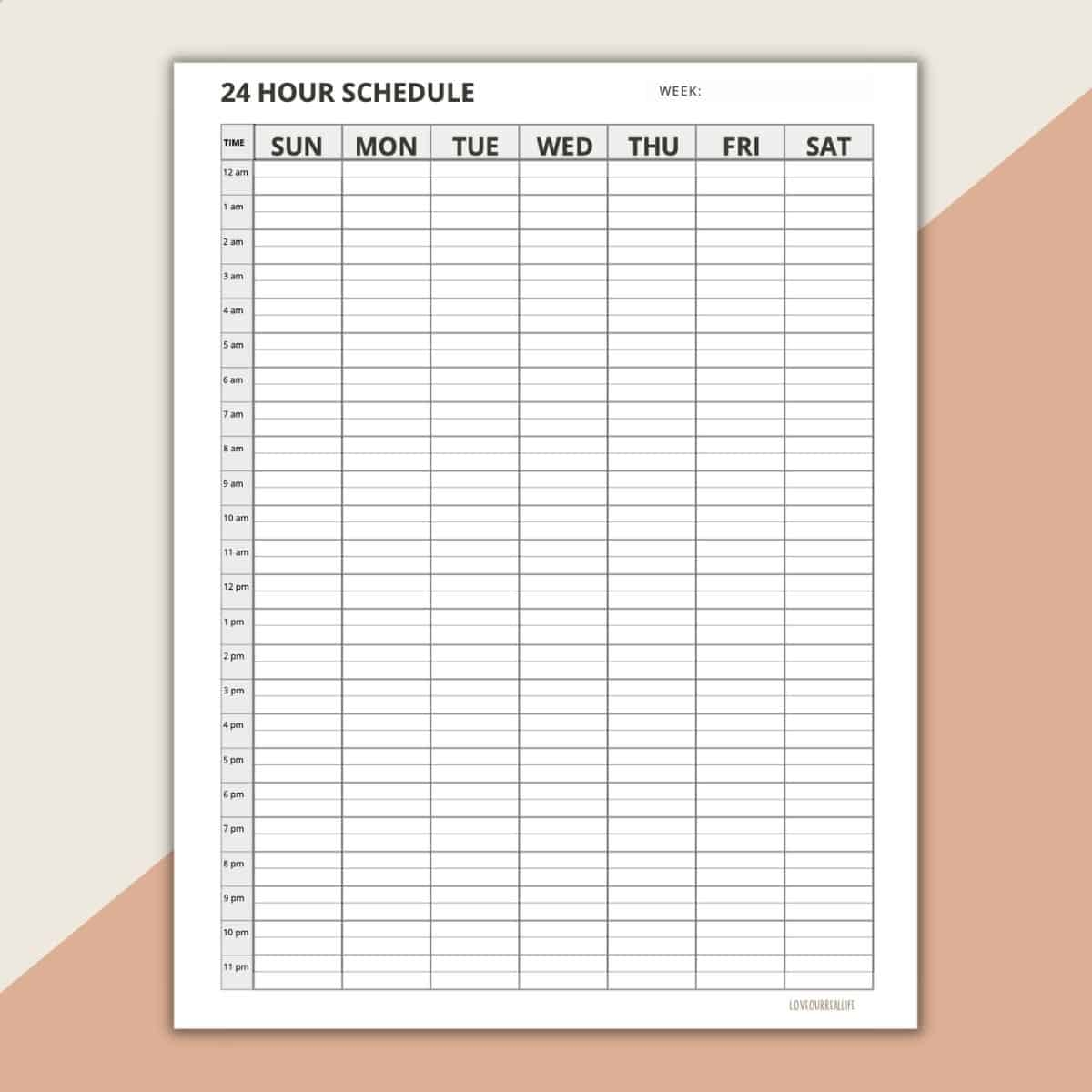 Free Printable 24 Hour Schedule Template