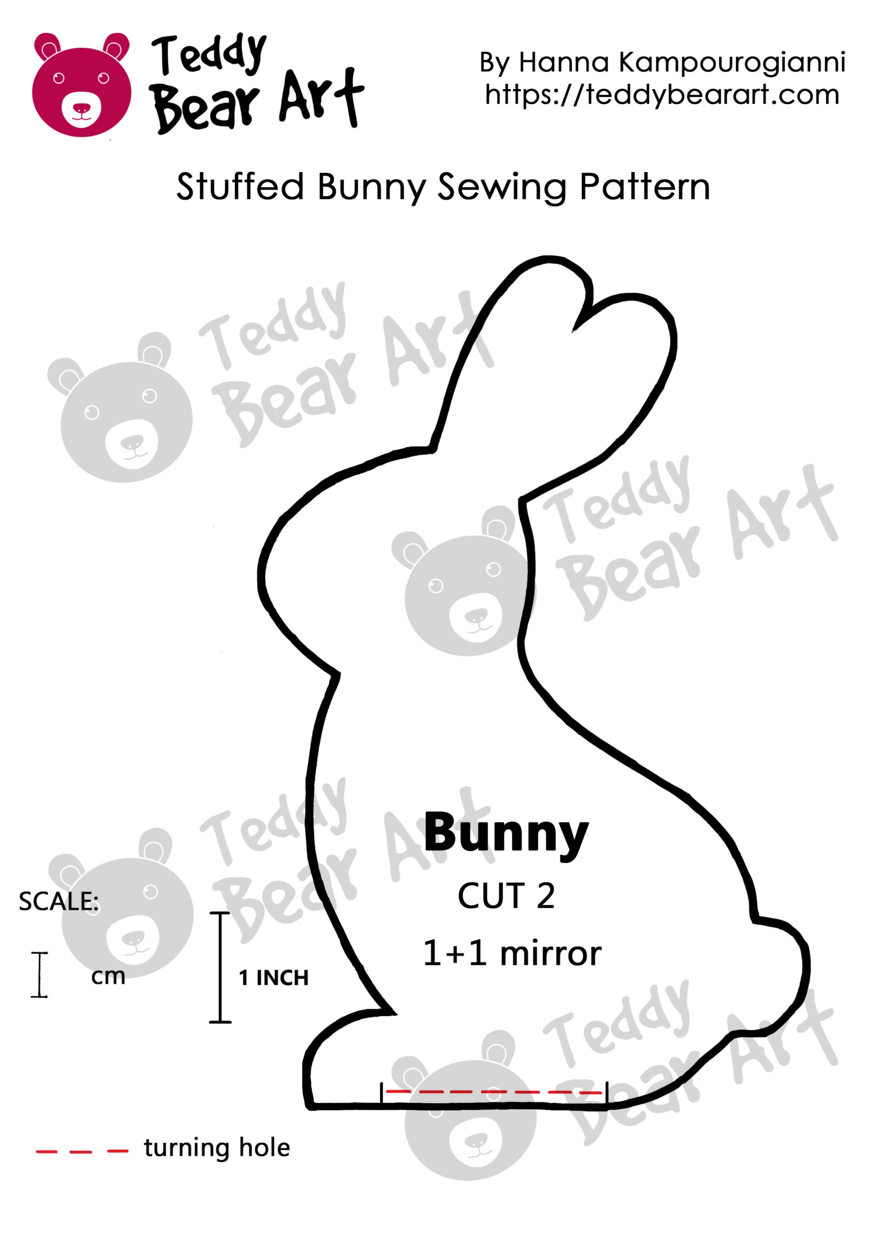 Free Printable Bunny Seperate Sewing Template