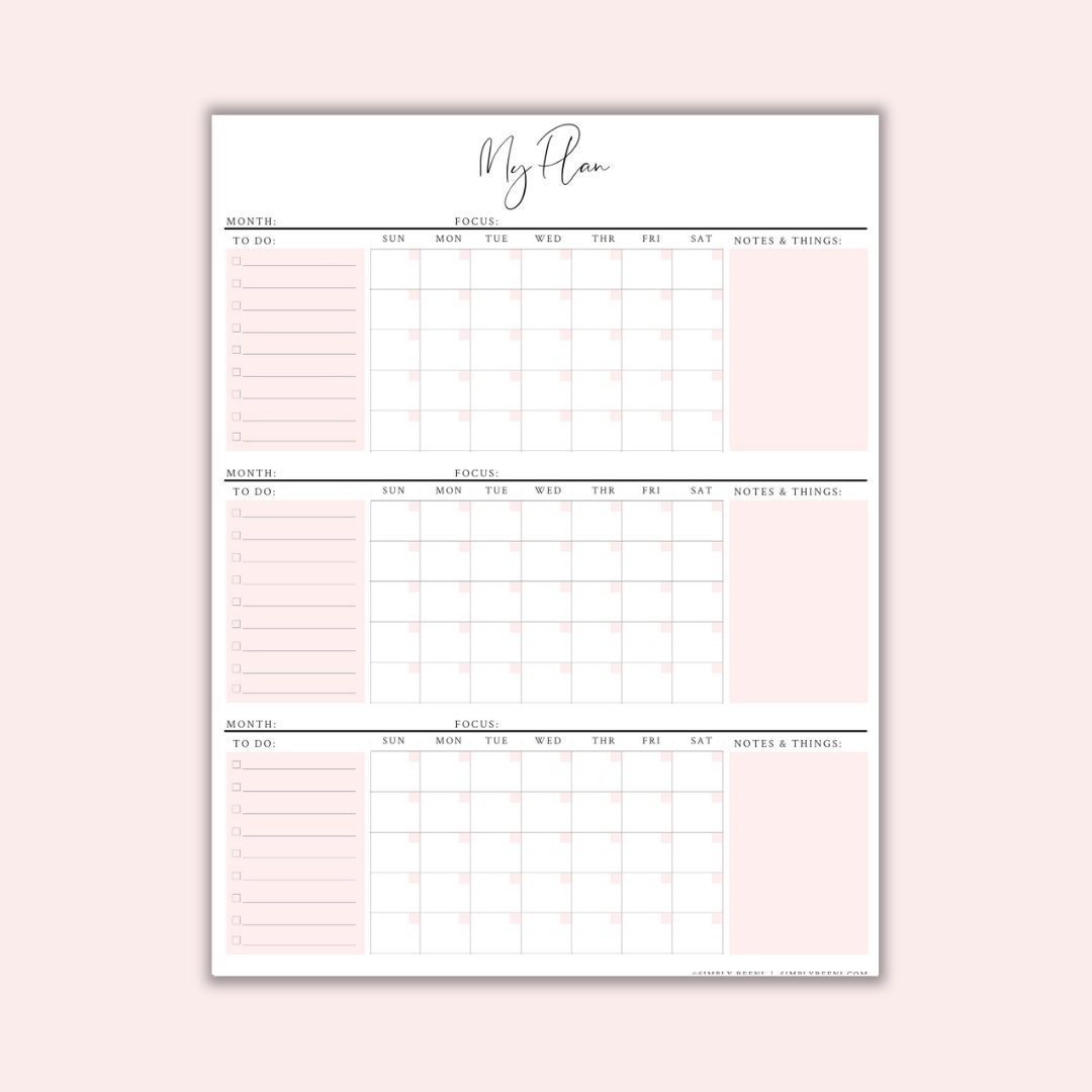 3 Month Calendar 3 Month Printable Calendar 90 Day Plan Instant Download Wall Calendar Large Wall Calendar Etsy UK