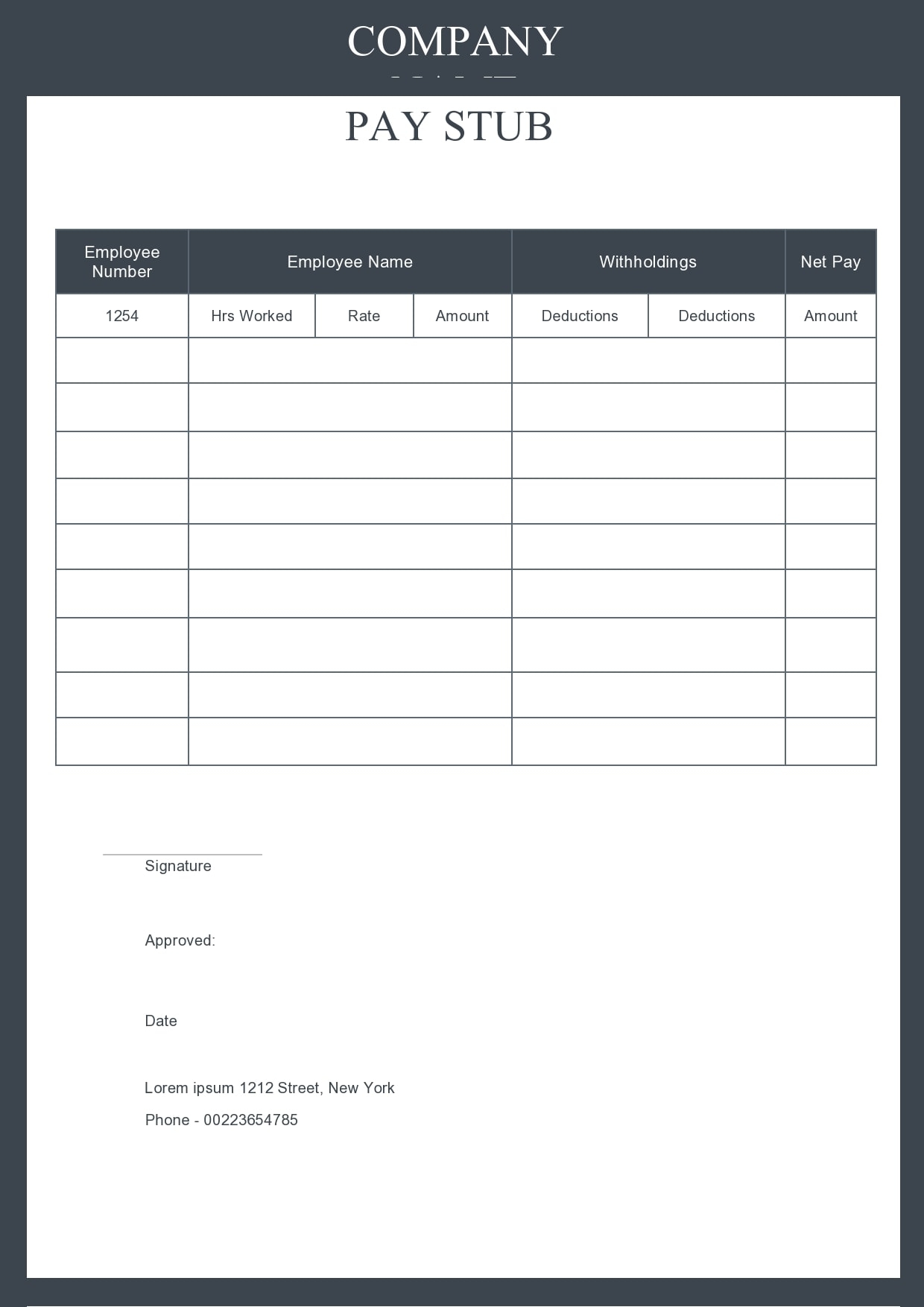 Free Printable Word Pay Stub Template