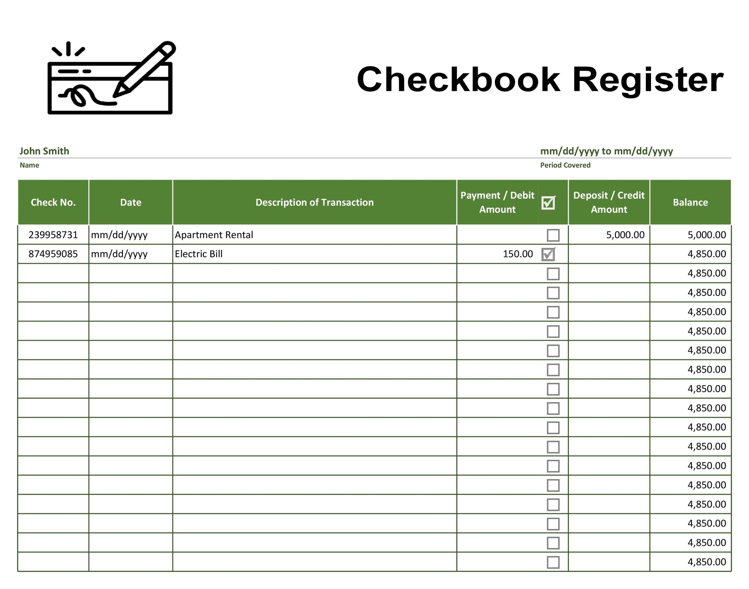 Free Printable Bank Ledger Template