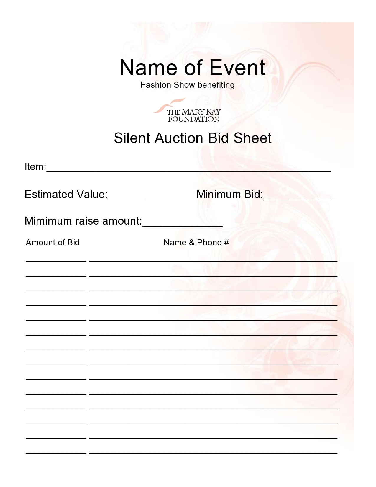 30 Silent Auction Bid Sheet Templates Free TemplateArchive