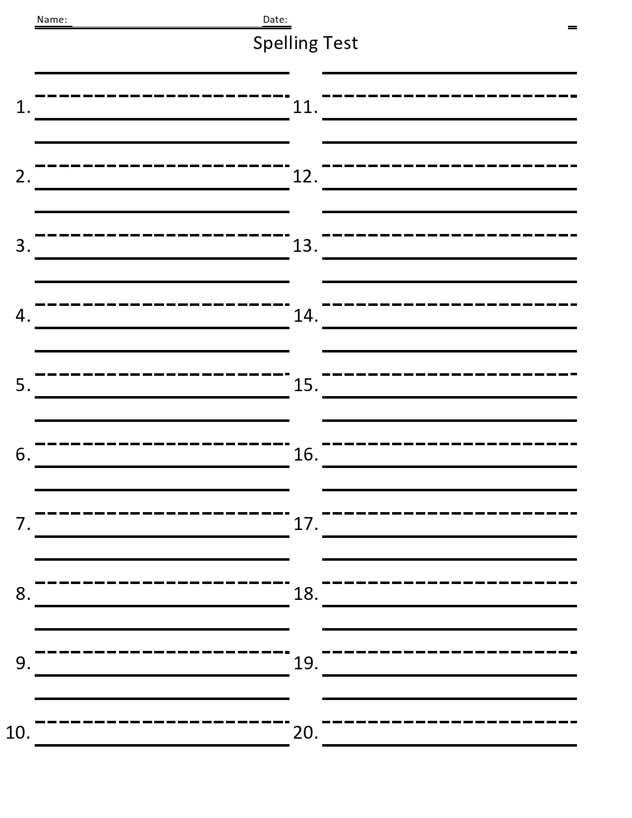 38 Printable Spelling Test Templates Word PDF TemplateLab