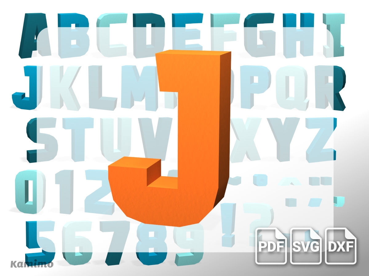 3D Alphabet J Cut Fold Glue