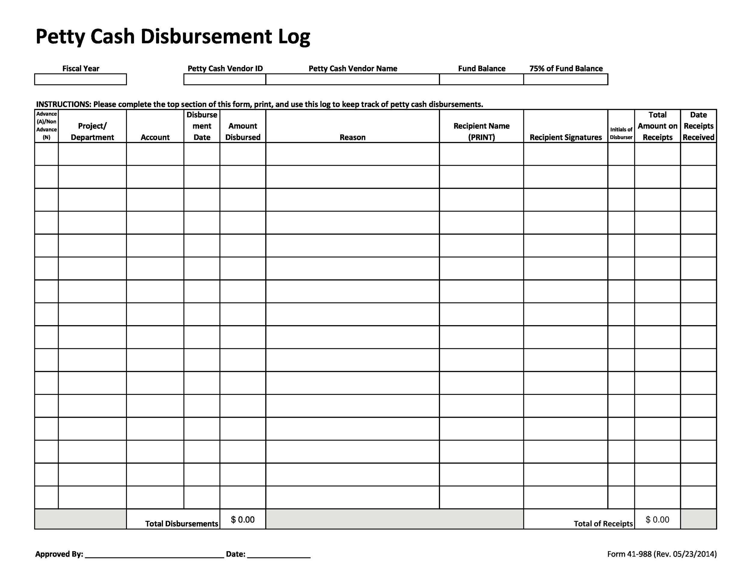 40 Petty Cash Log Templates U0026 Forms Excel PDF Word TemplateLab
