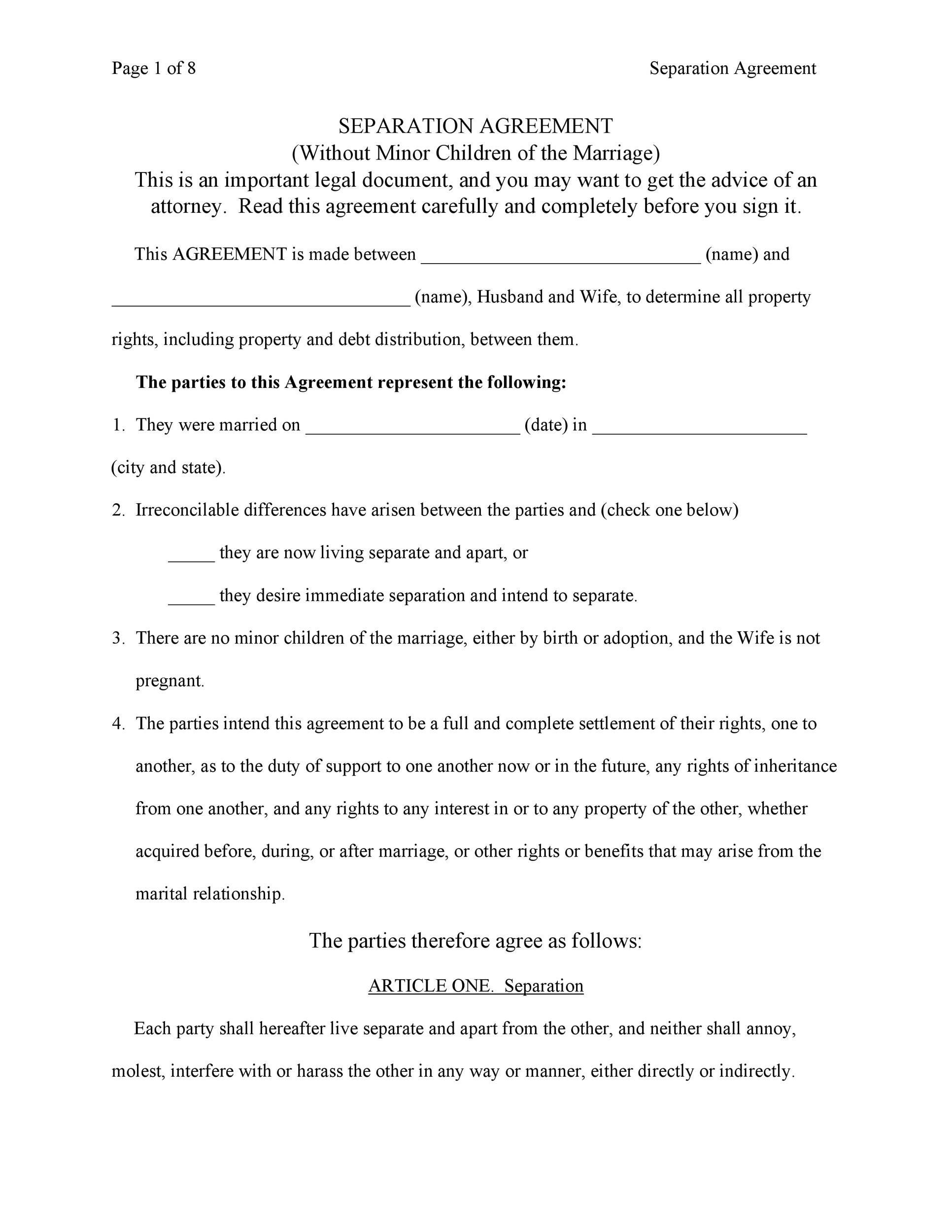 43 Best Separation Agreement Templates u0026 Separation Papers 