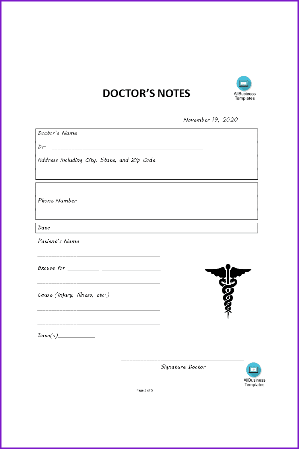 Free Printable Doctors Notes Templates