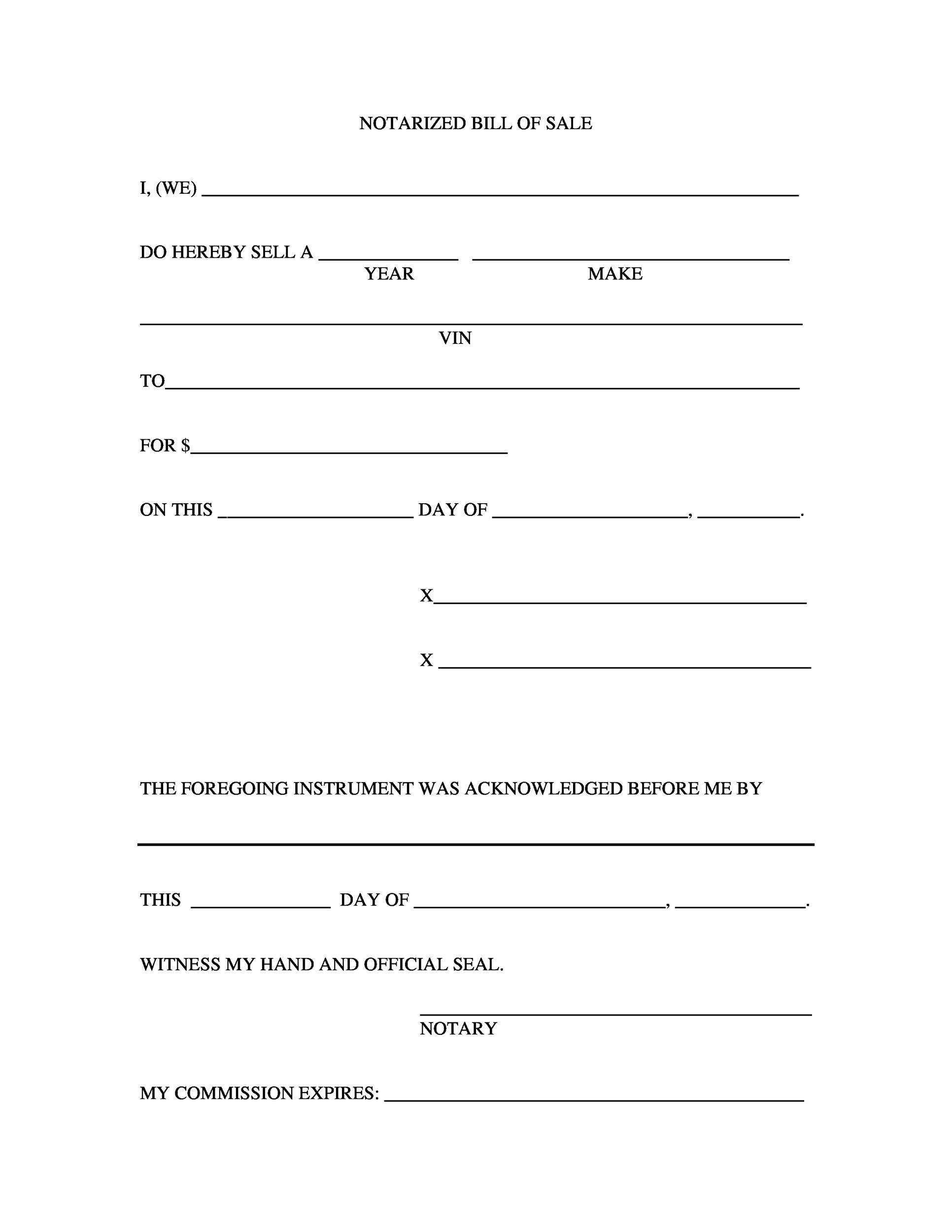 Free Printable Blank Bill Of Sale