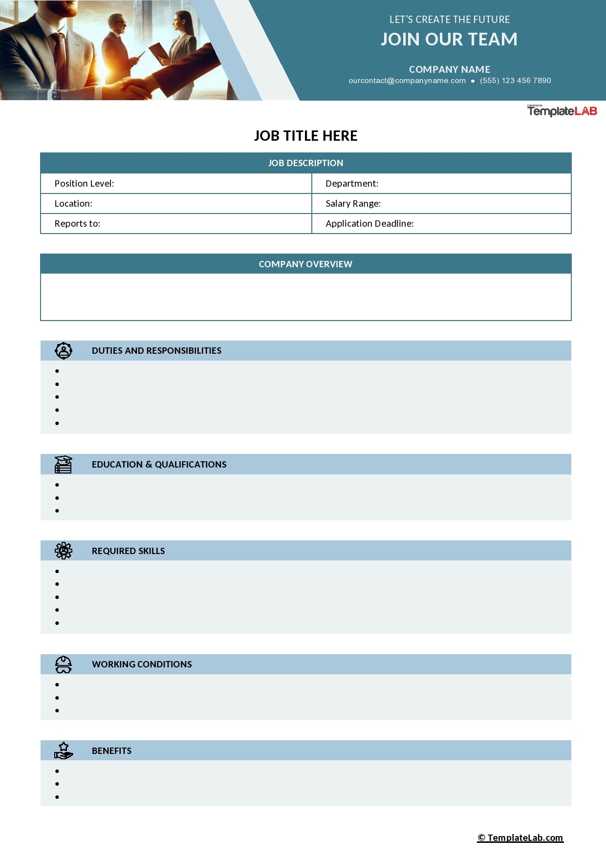 48 Free Job Description Templates U0026 Examples Word PDF 