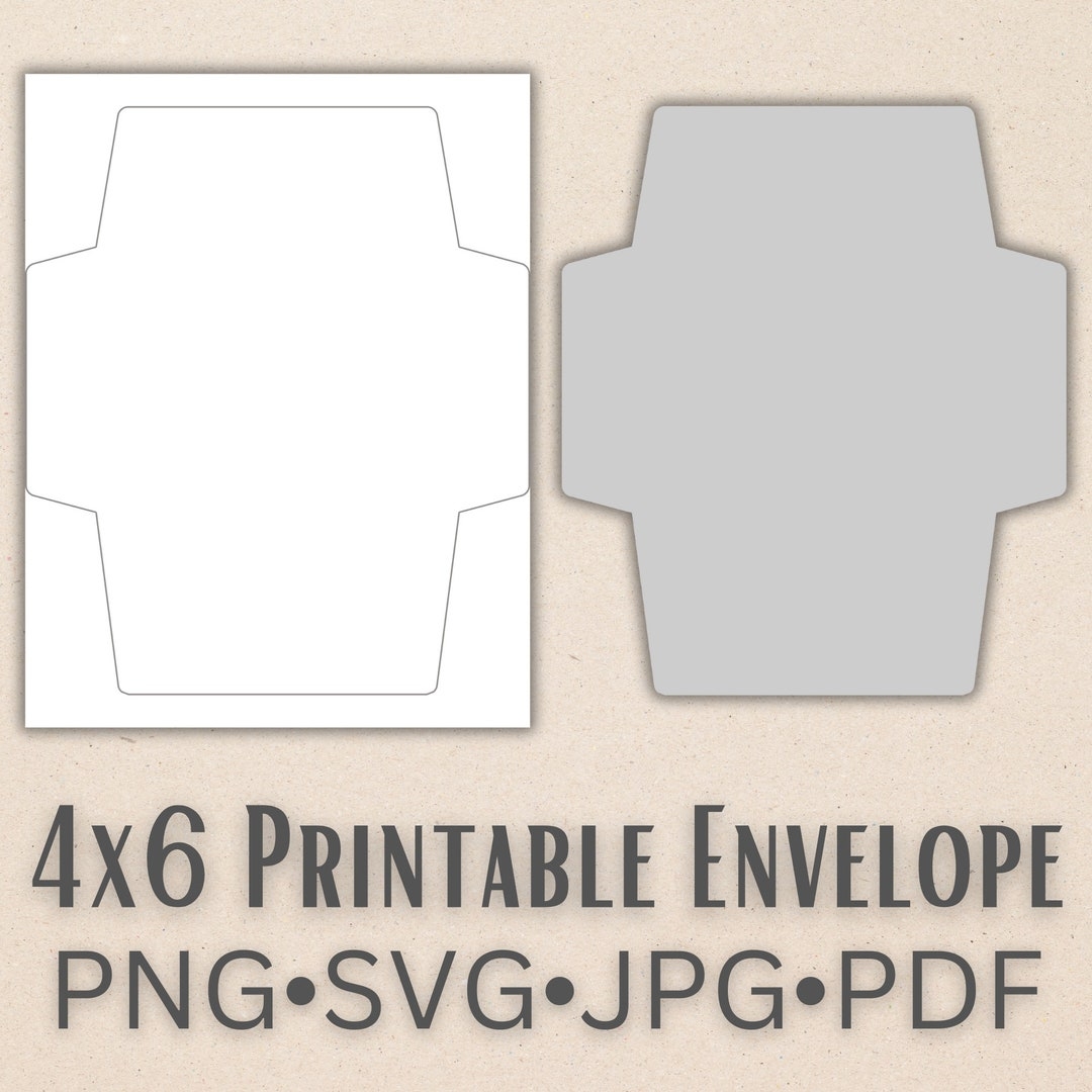 4x6 Printable Envelope Template PNG SVG JPG And Pdf Square Tapered Flap Etsy
