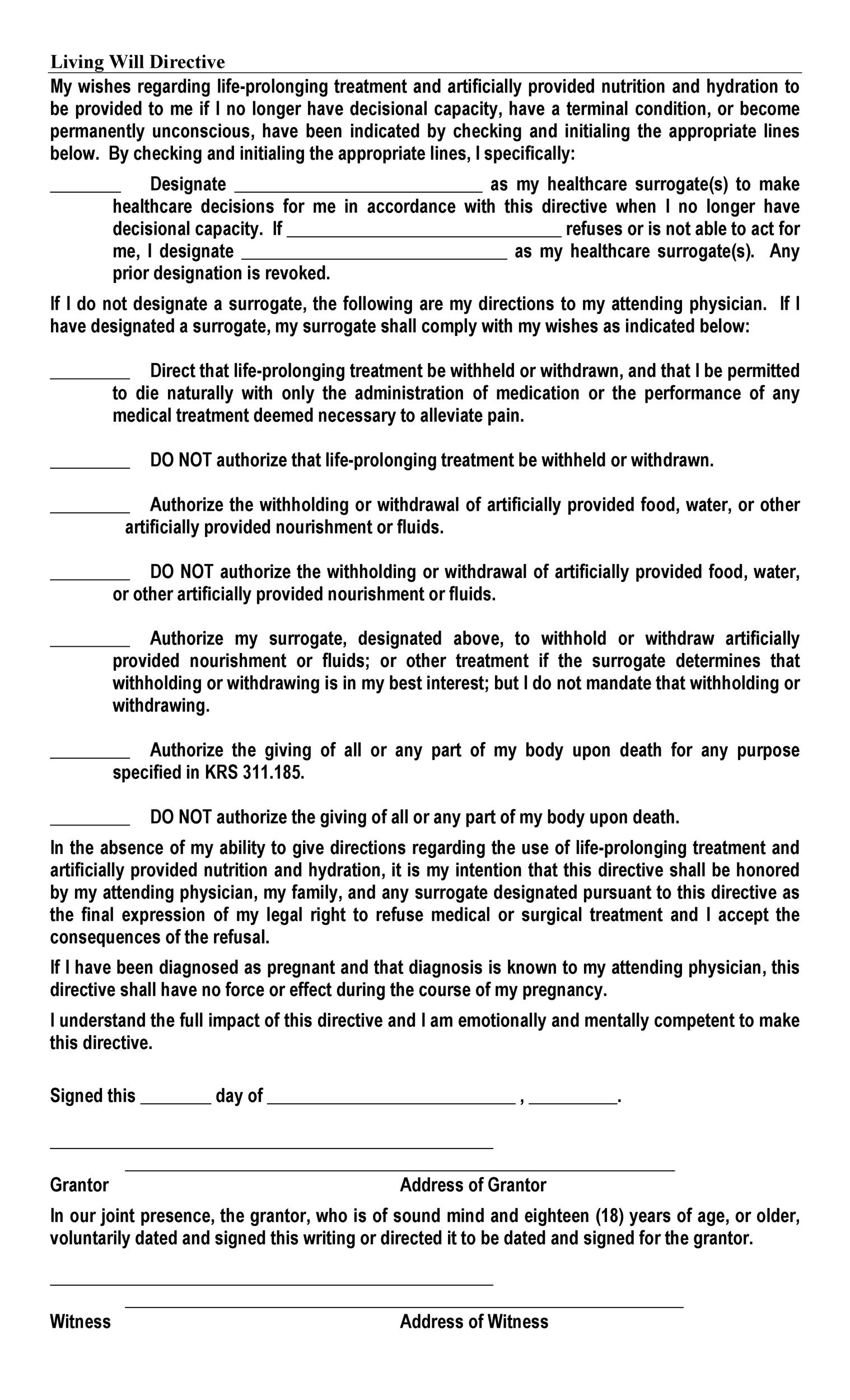 Free Printable Blank Living Will Forms