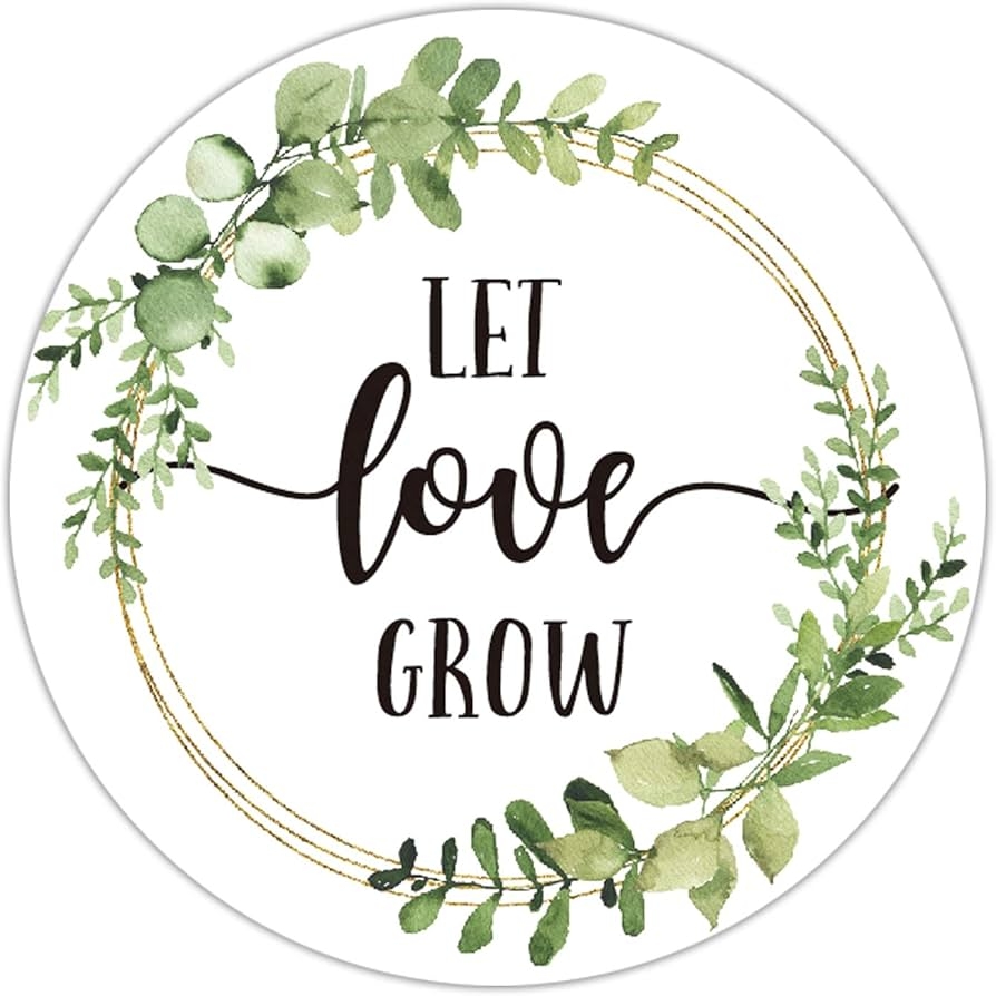 50 Let Love Grow Favor Stickers 2 Inch Green Greenery Wedding U0026 Party Favors
