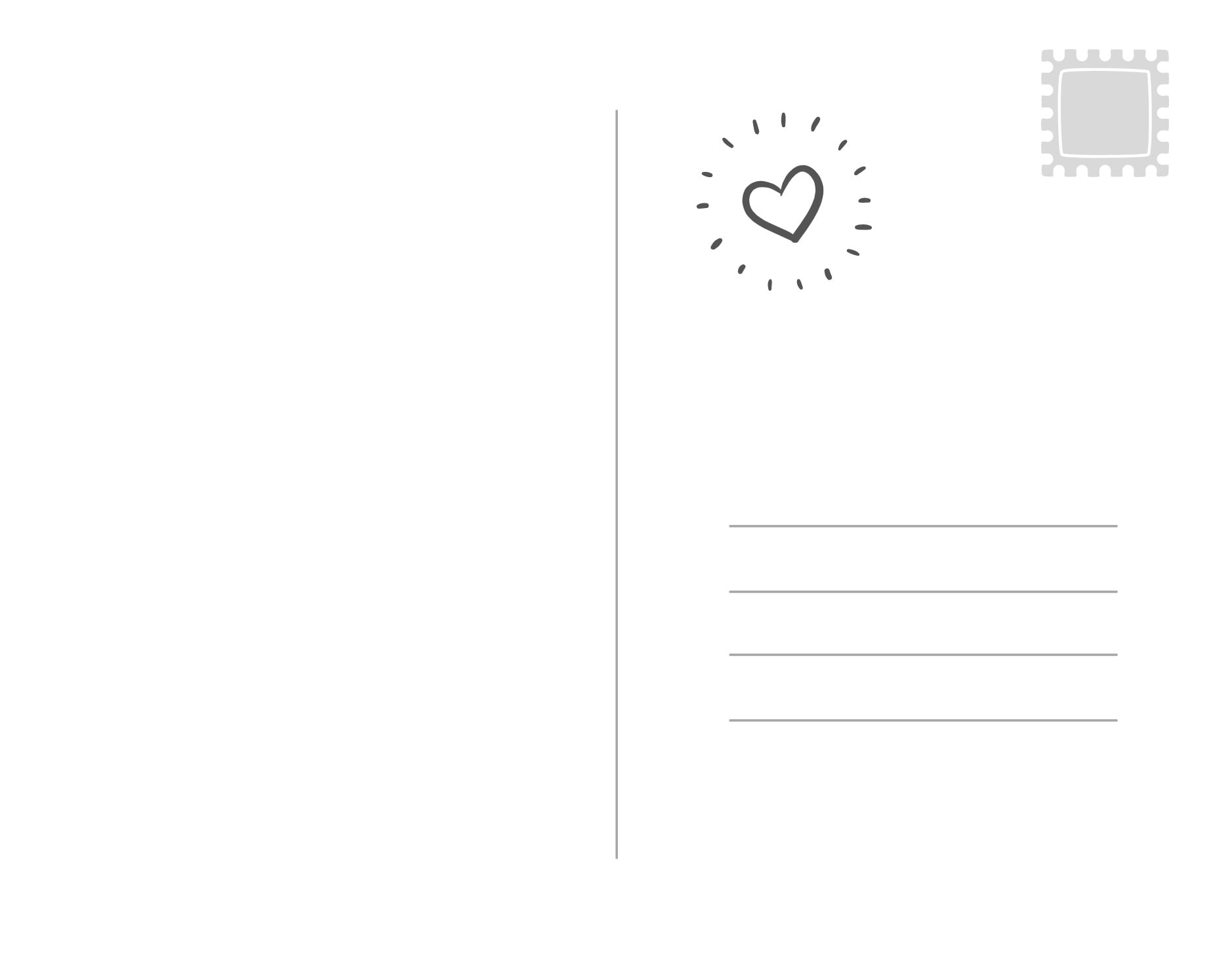 6 Blank Postcard Templates Love Heart Theme You Color Digital 