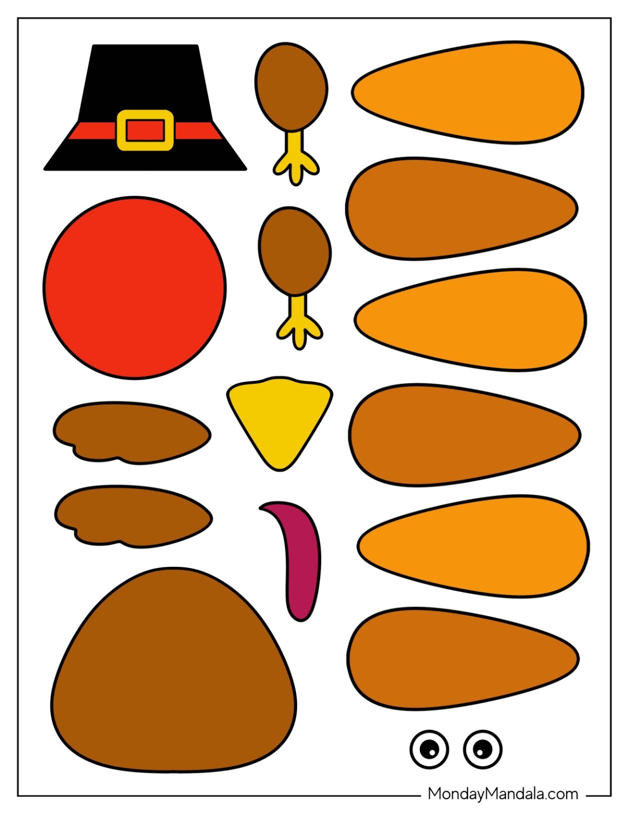Free Printable Turkey Template Detailed