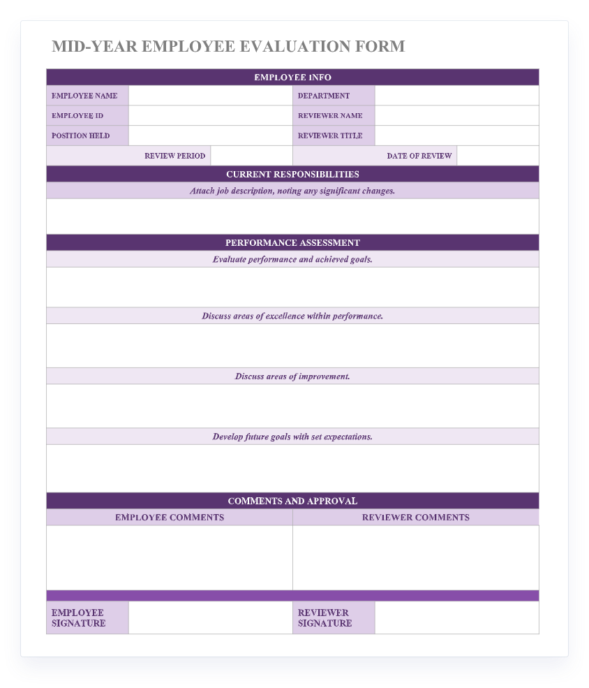 70 Free Employee Performance Review Templates Word PDF 