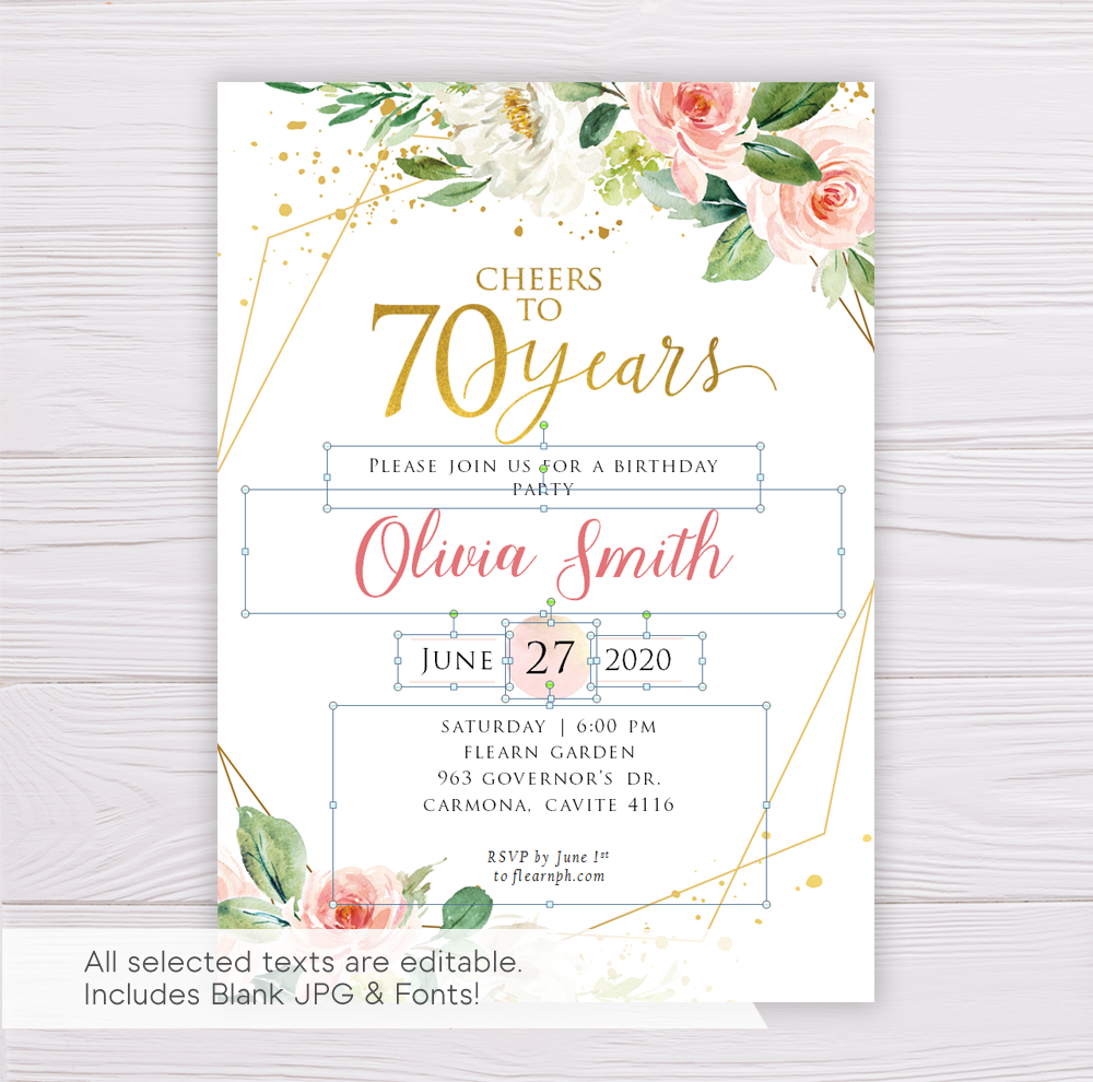 70th Birthday Invitation Templates Free Printable