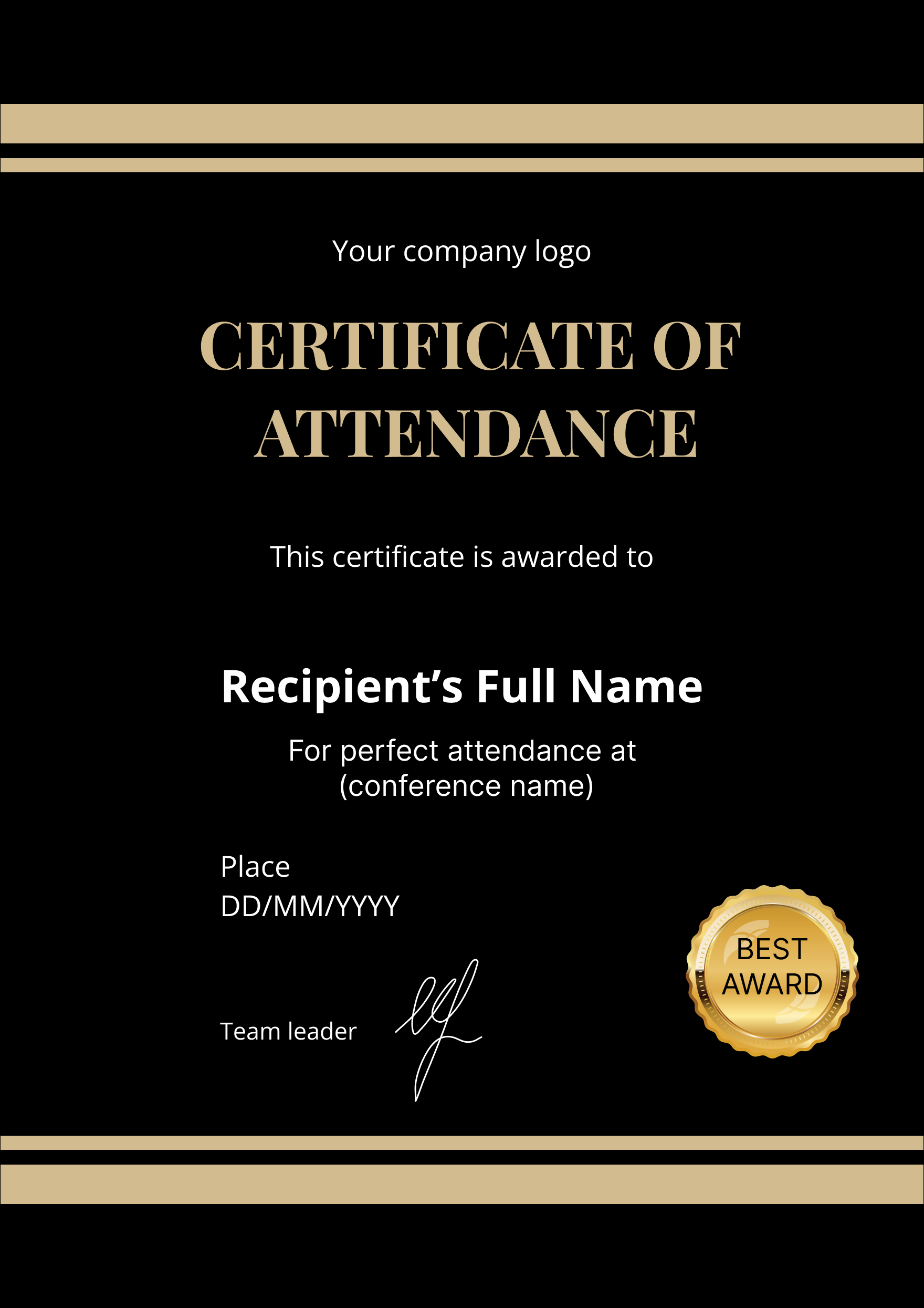 Free Printable Perfect Attendance Certificate Template