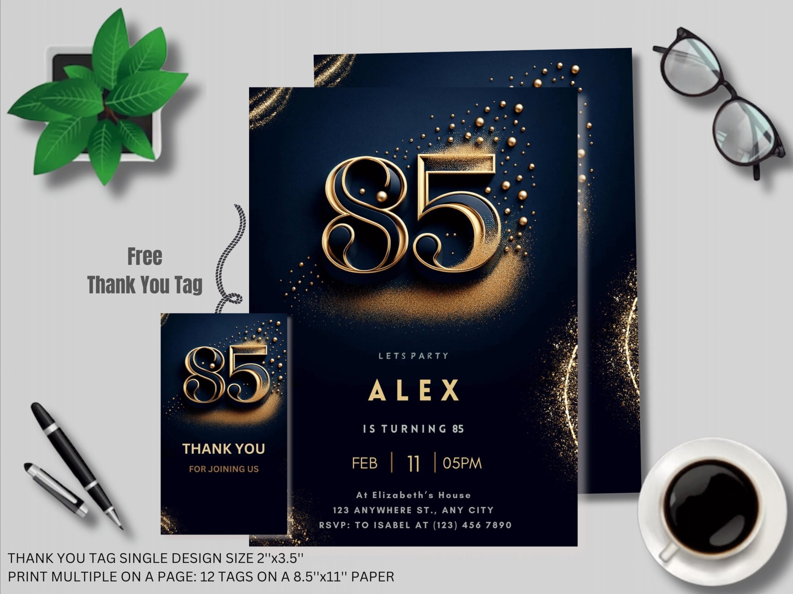 85th Birthday Invitation 85th Invite Template Digital 85th 
