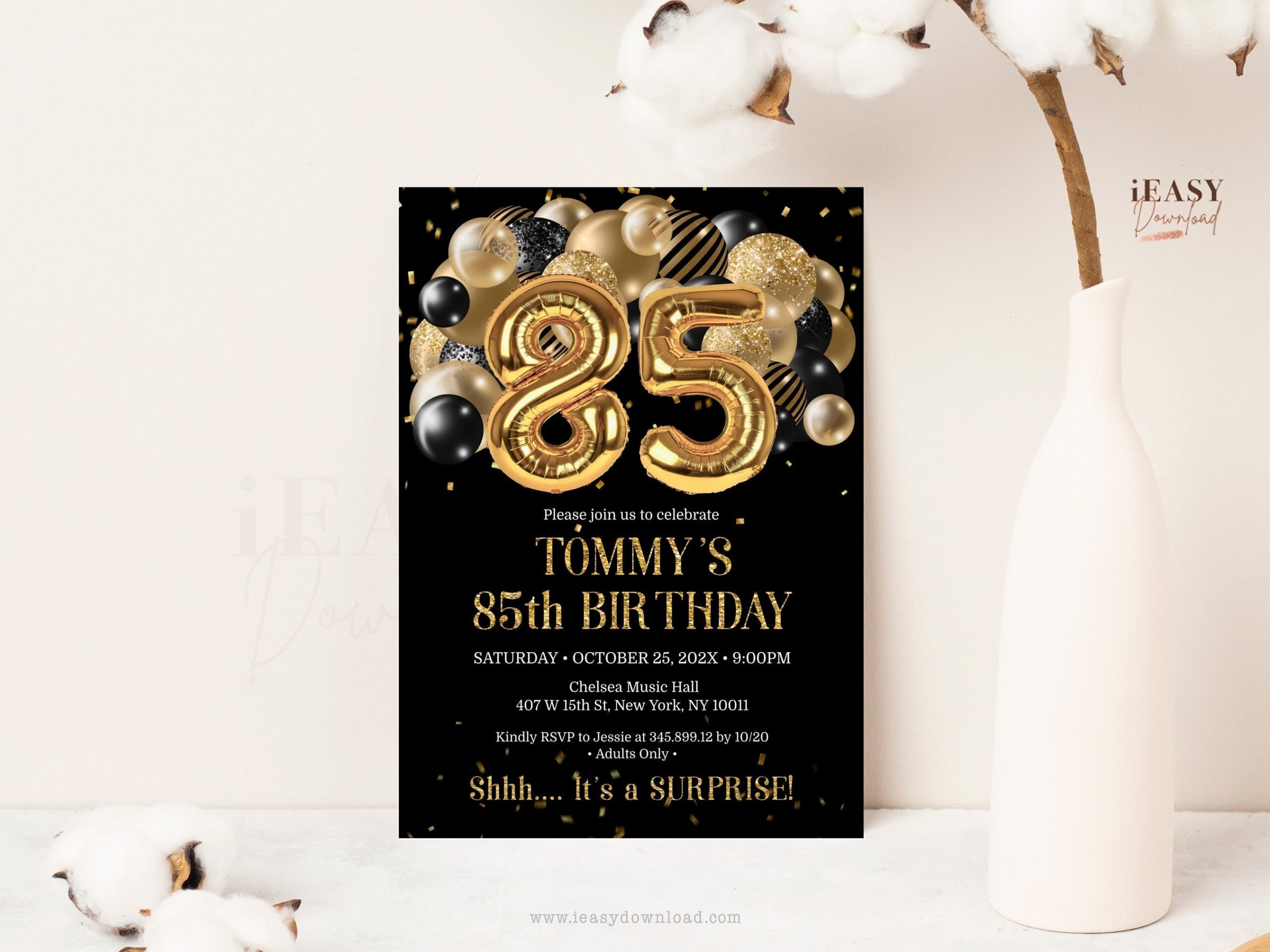 85th Birthday Invitations Template Free Printable