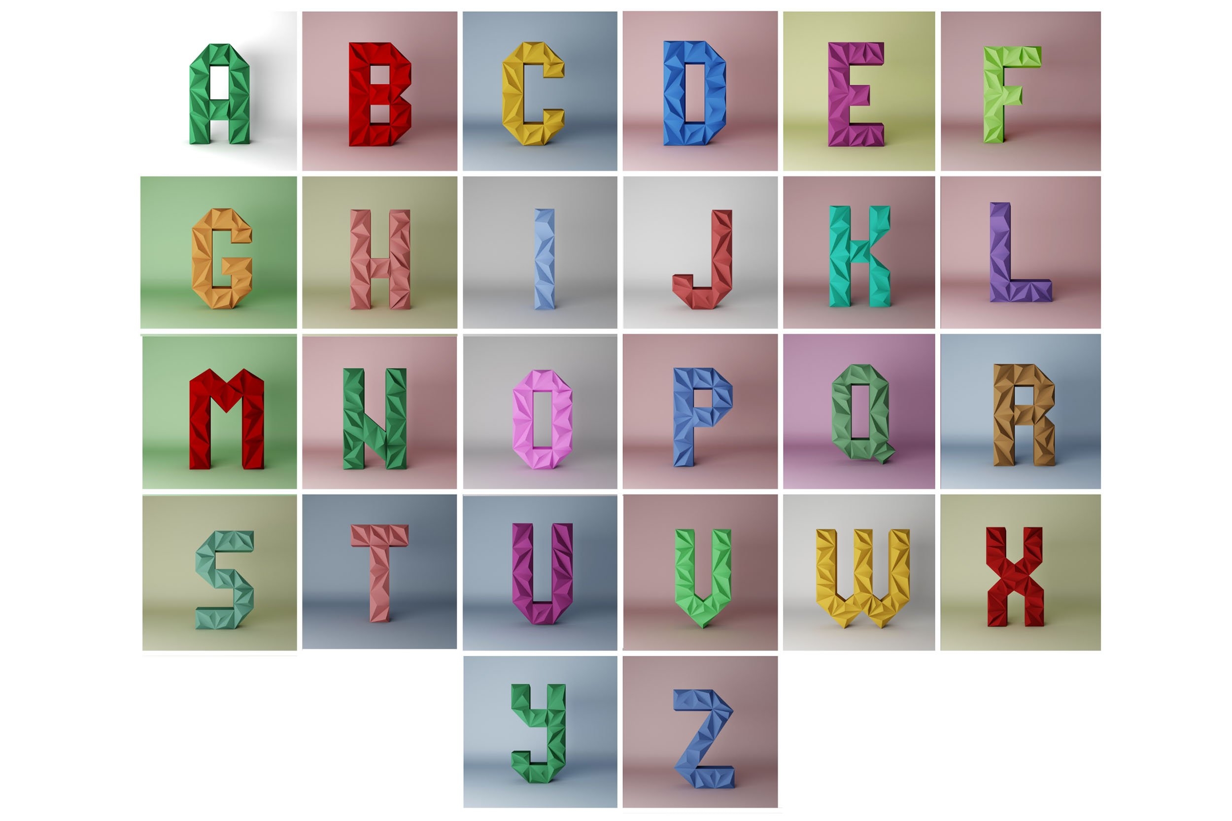 A Z Letter Papercraft 3d Alphabet 26 DIY Pdf Template