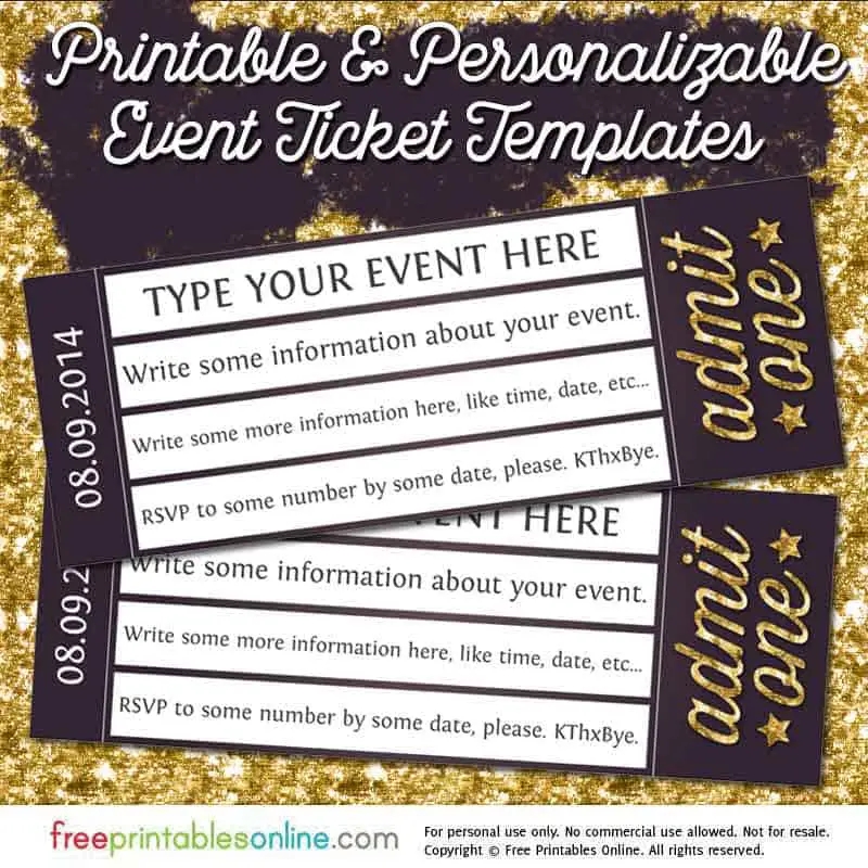 Free Printable Admit One Ticket Template