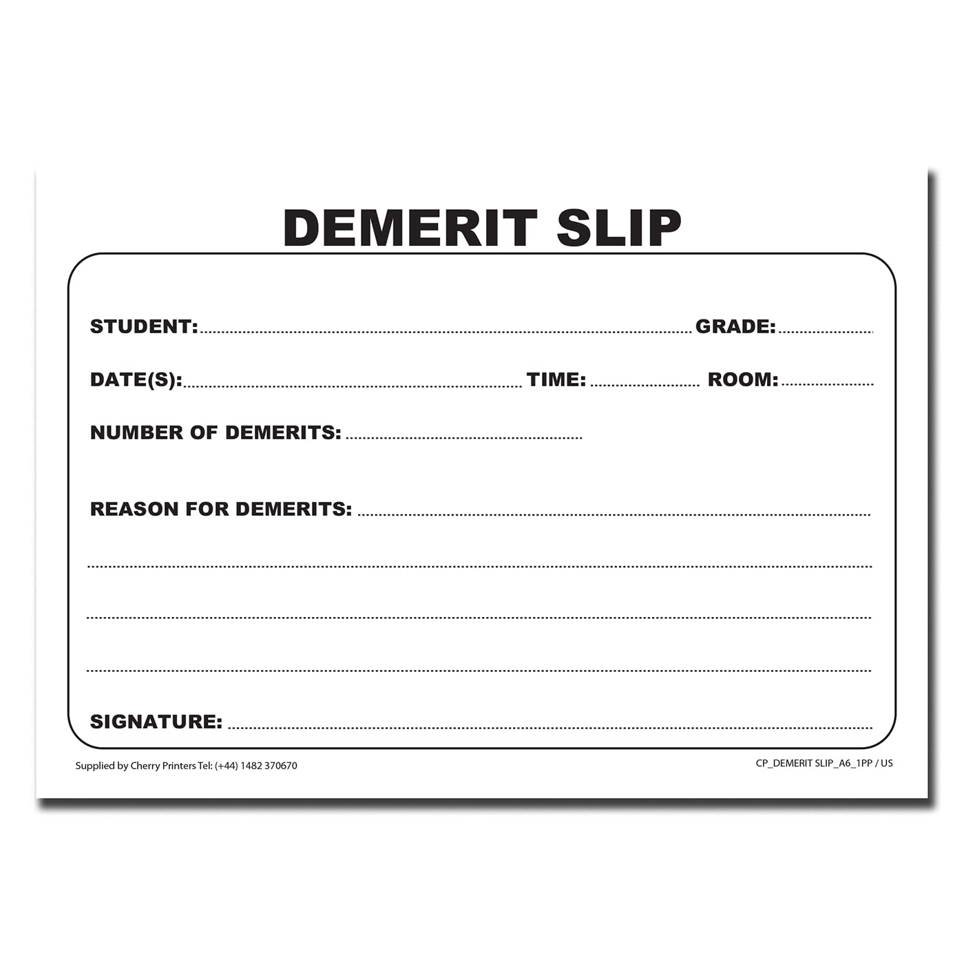 Demerit Slip Template