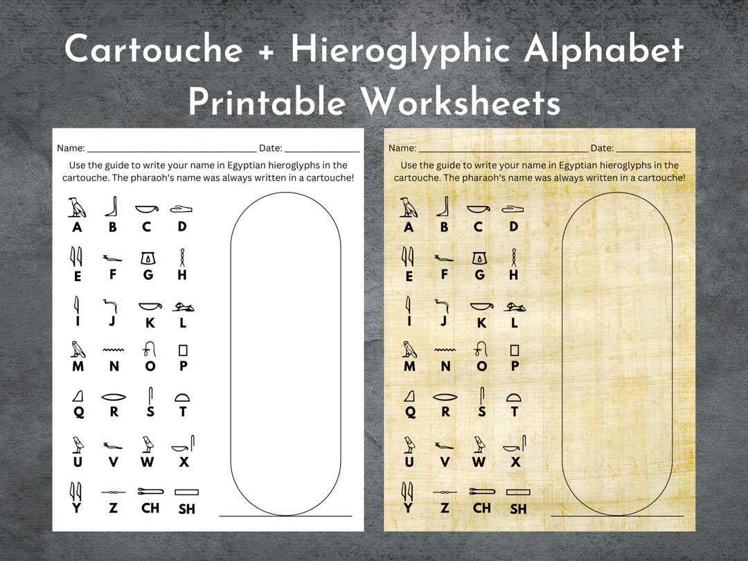 Ancient Egyptian Hieroglyphic Alphabet Cartouche Printable Worksheet Ancient Egypt School Teacher Papyrus Worksheet Digital Download Etsy UK