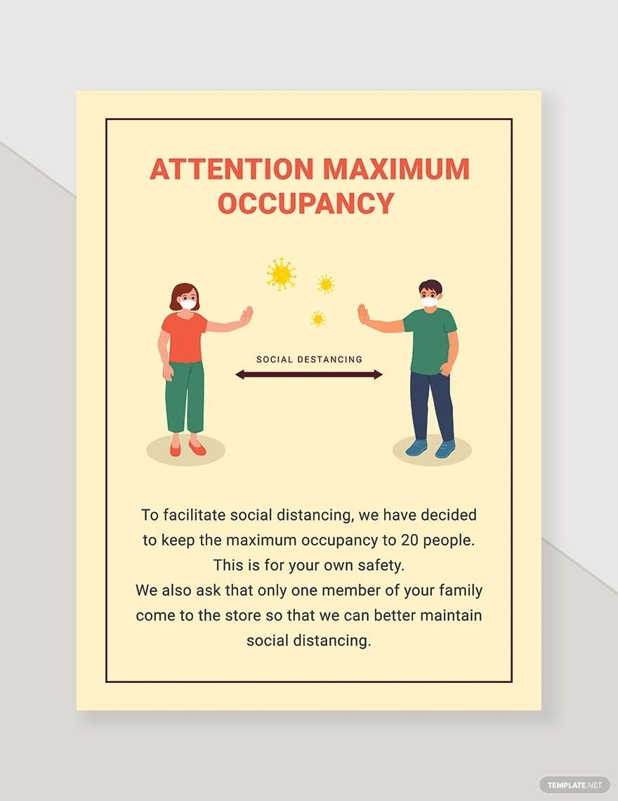 Attention Maximum Occupancy Signs Template In PSD Illustrator Download Template