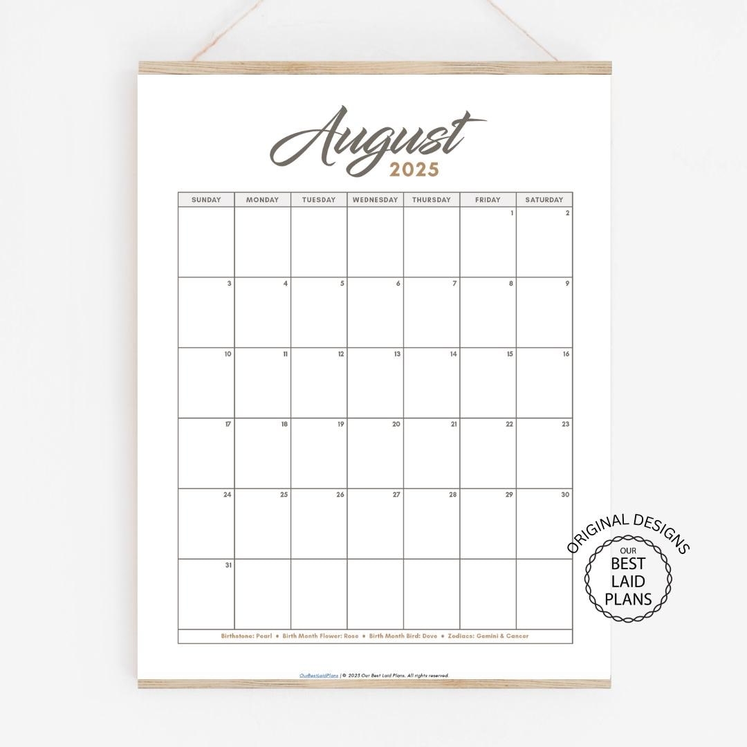 August 2025 Calendar Printable Download August 2025 Printable PDF 