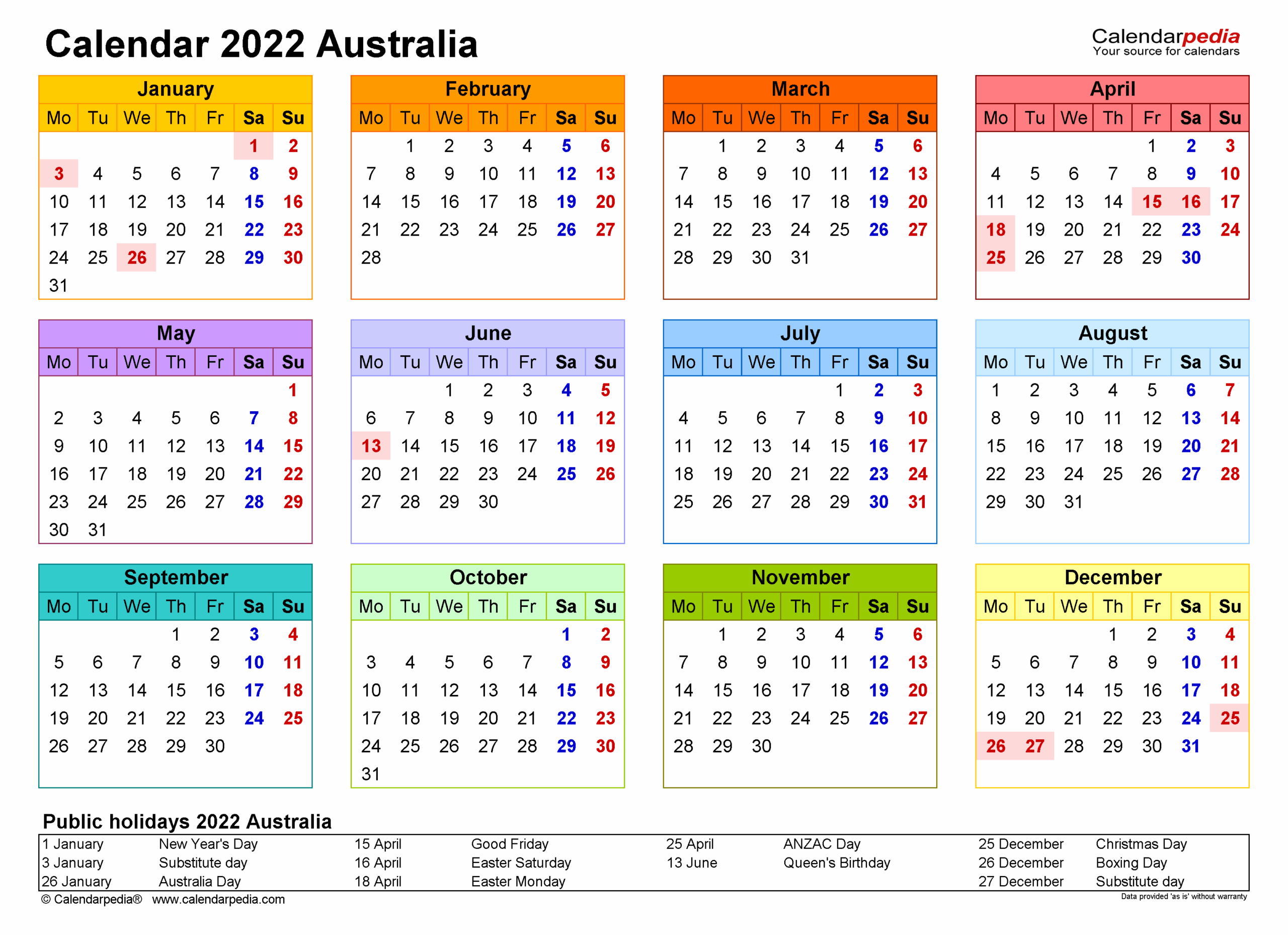 Free Printable Calendar Templates Australia