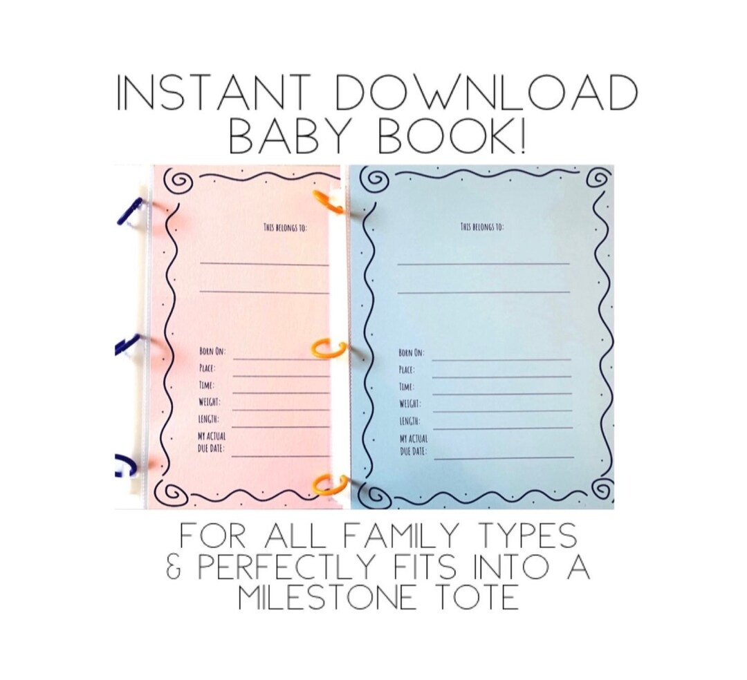 Baby Book For All Families Personalized Baby Book Printable Baby Book Instant Download Baby Memory Book Two Moms Two Dads Etsy