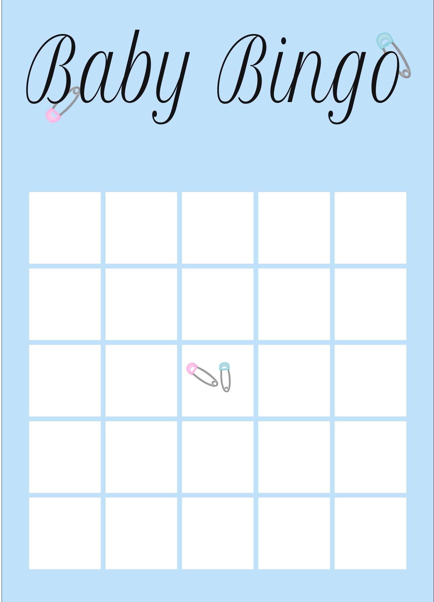 Free Printable Baby Bingo Template Blank