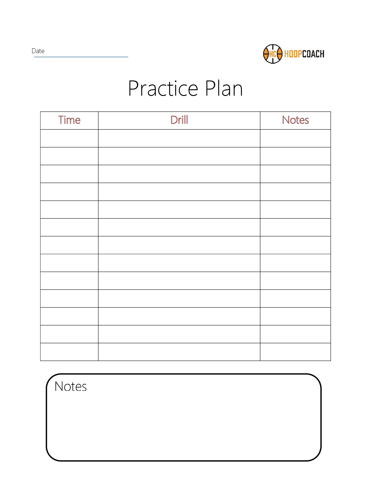 Free Printable Basketball Practice Plan Template