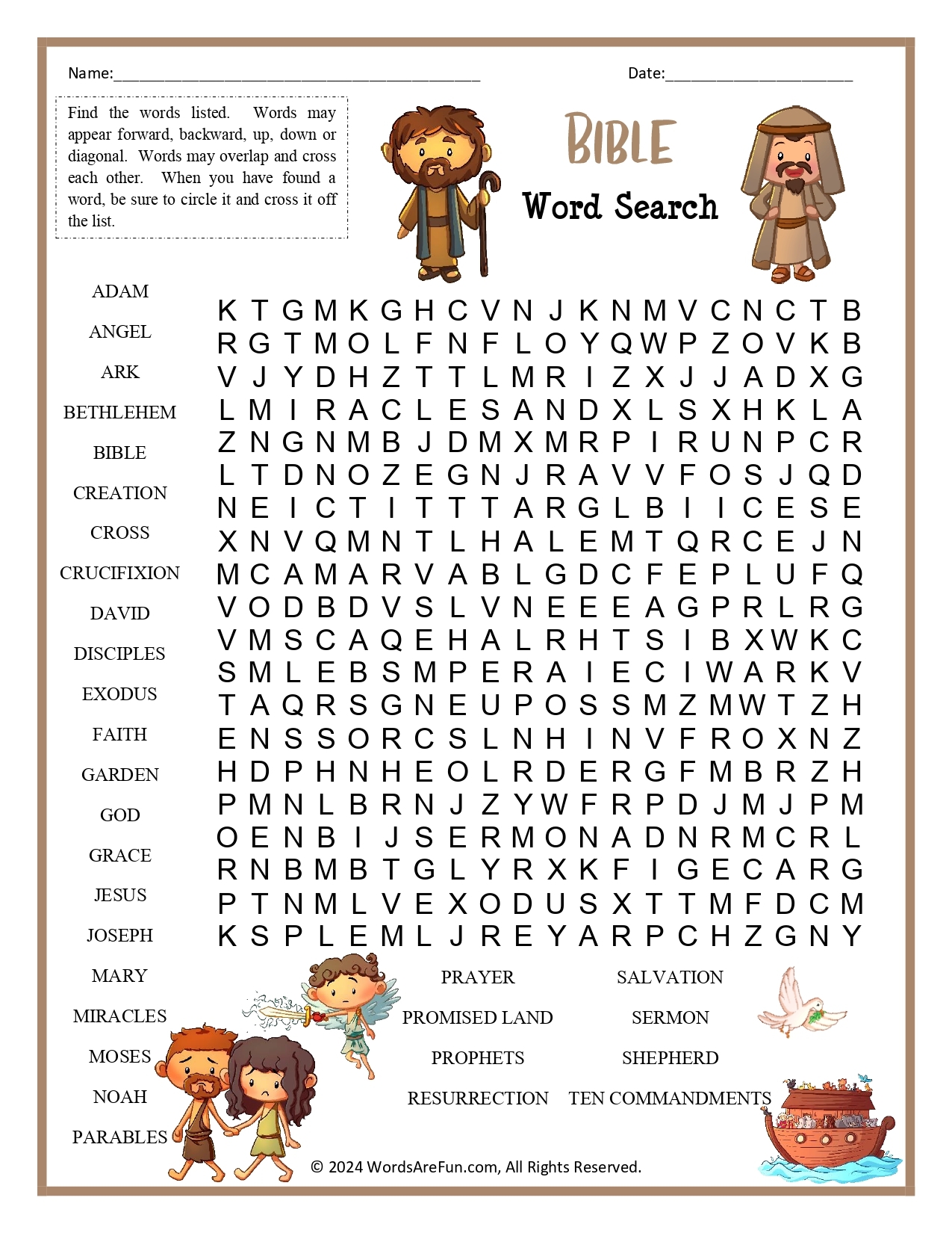 Free Printable Bible Word Search