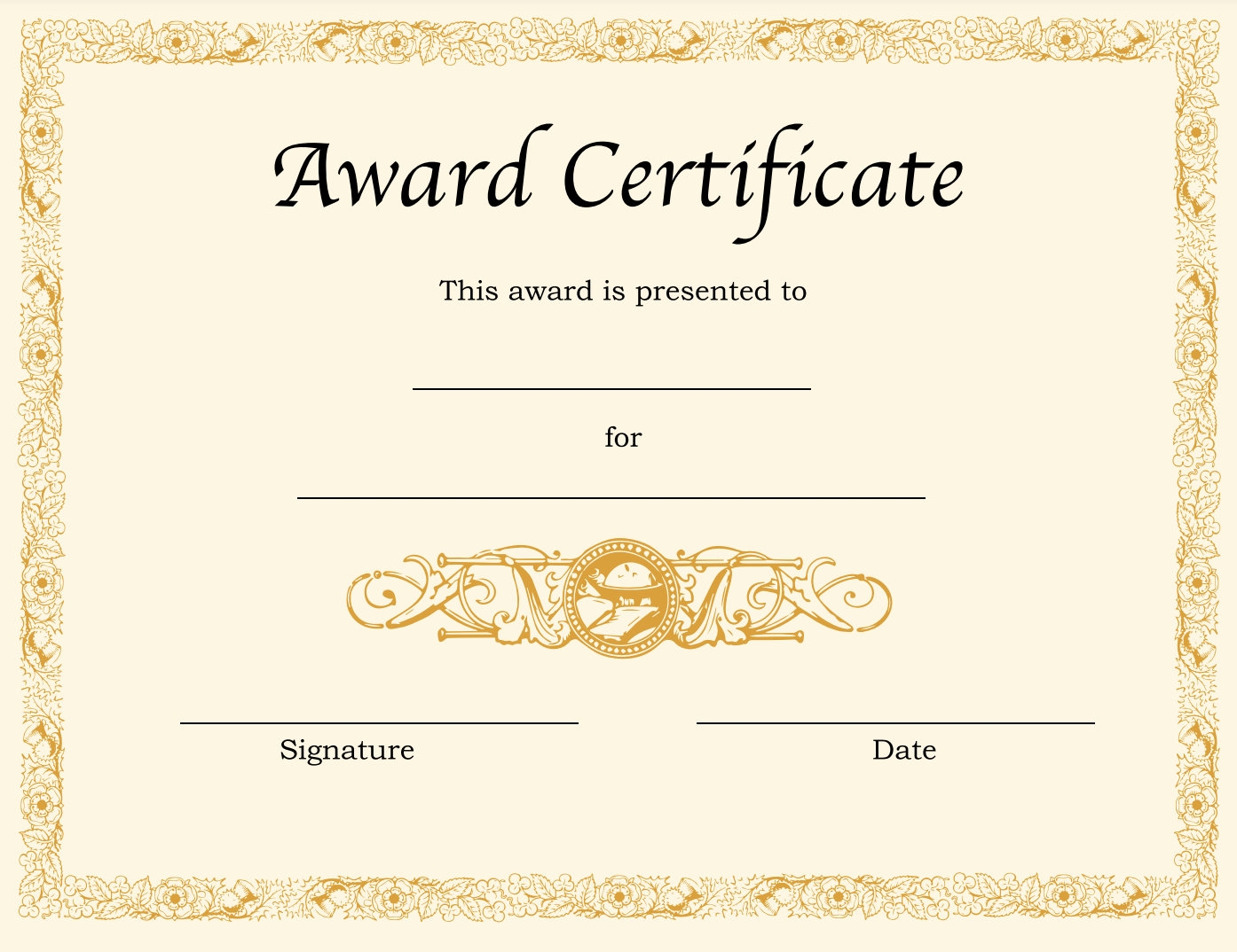 Free Printable Blank Award Certificates