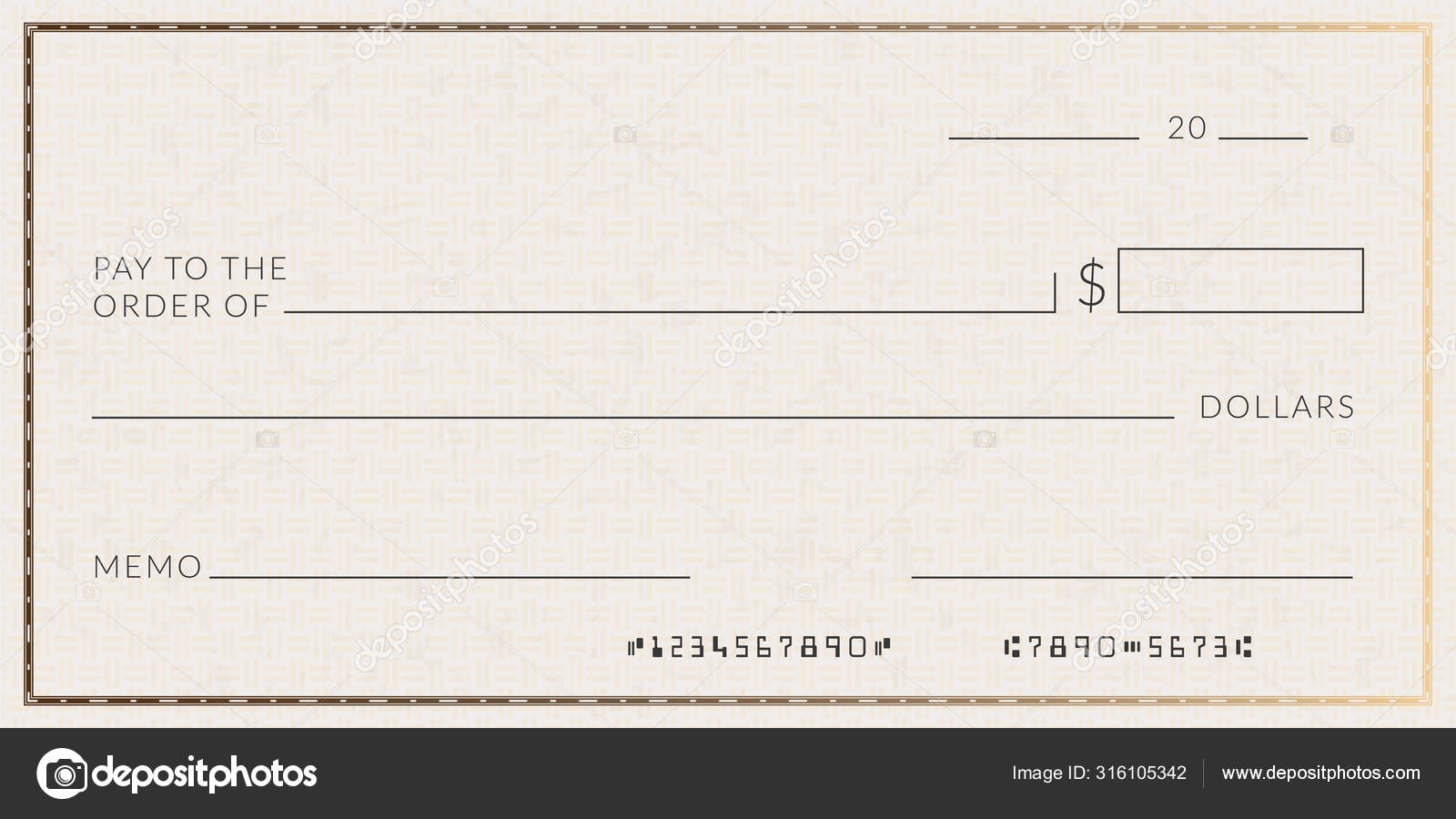 Blank Bank Check Template Fake Cheque Page Mockup Stock Vector By arseniuk oleksii 316105342