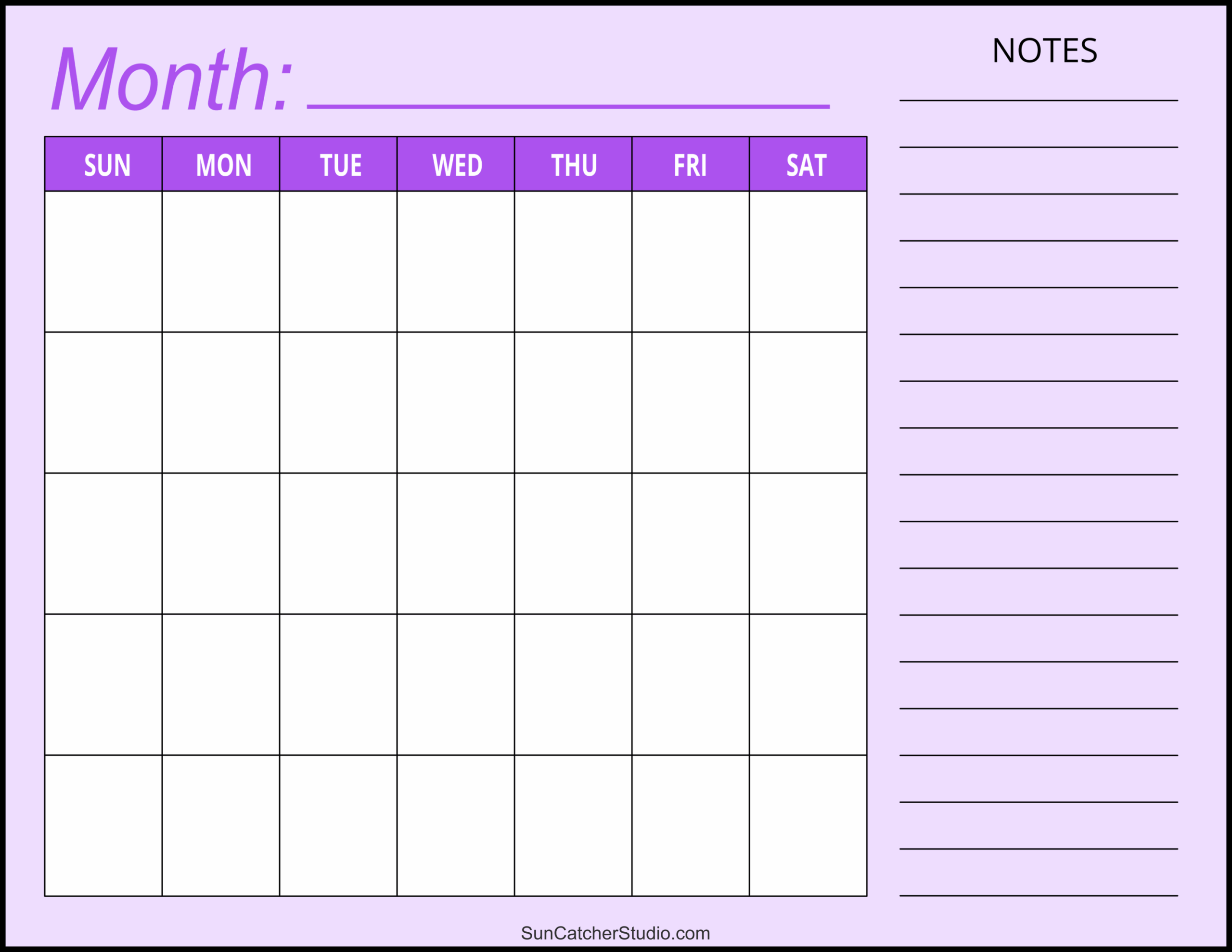 Printable Blank Calendar With Lines