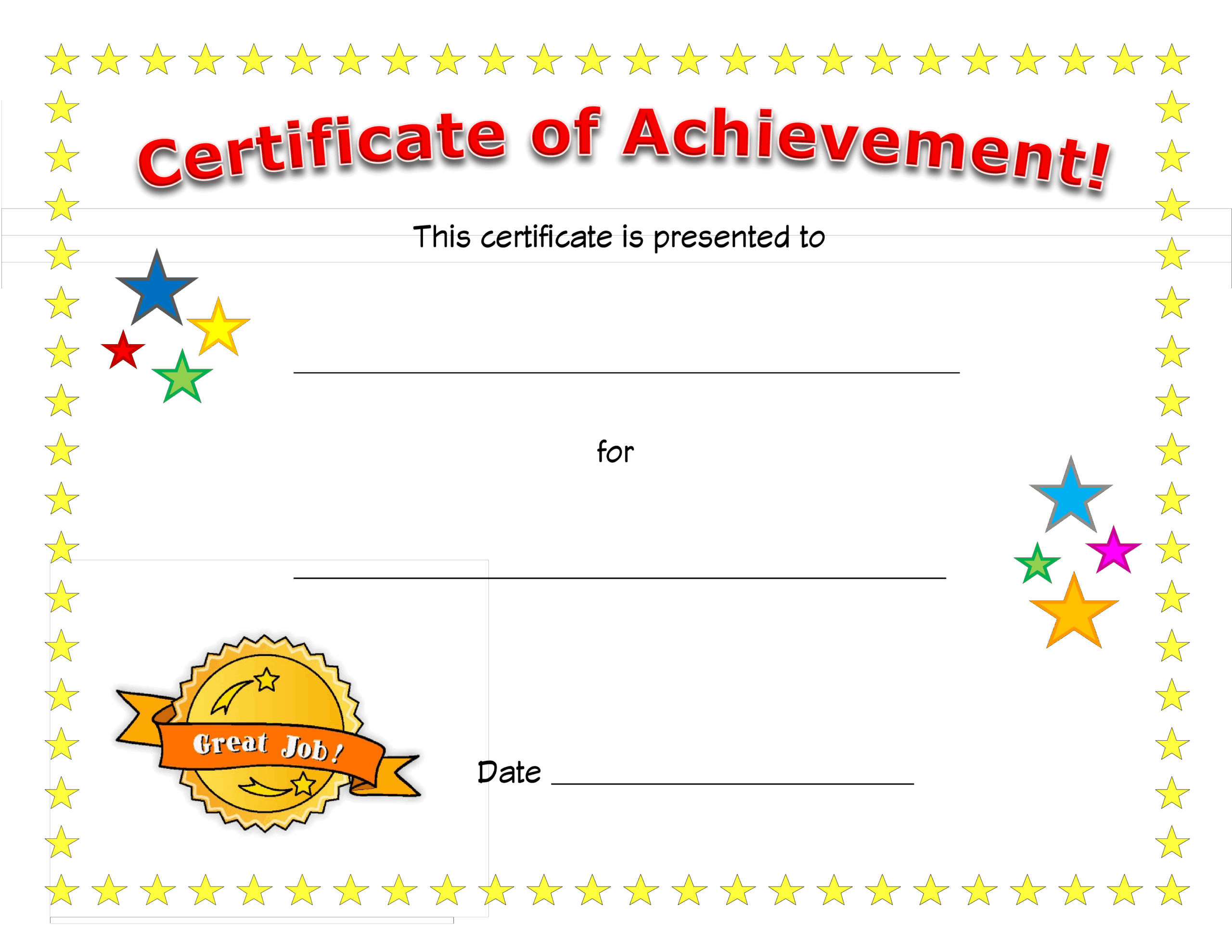 Free Blank Printable Certificates Of Achievement