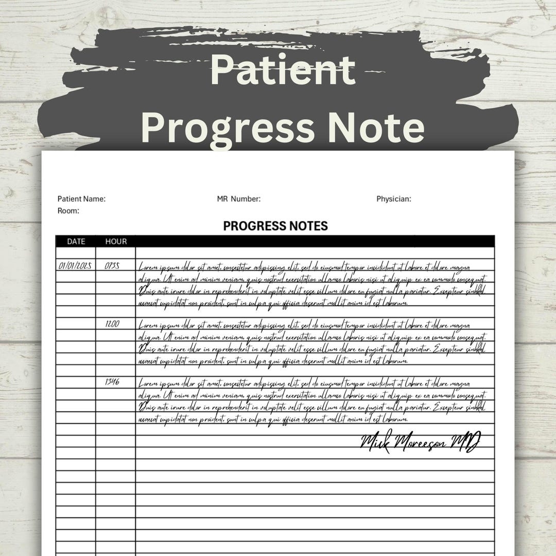 Blank Doctors Progress Note Template Form Printable PDF For Healthcare Professionals Digital Download Etsy