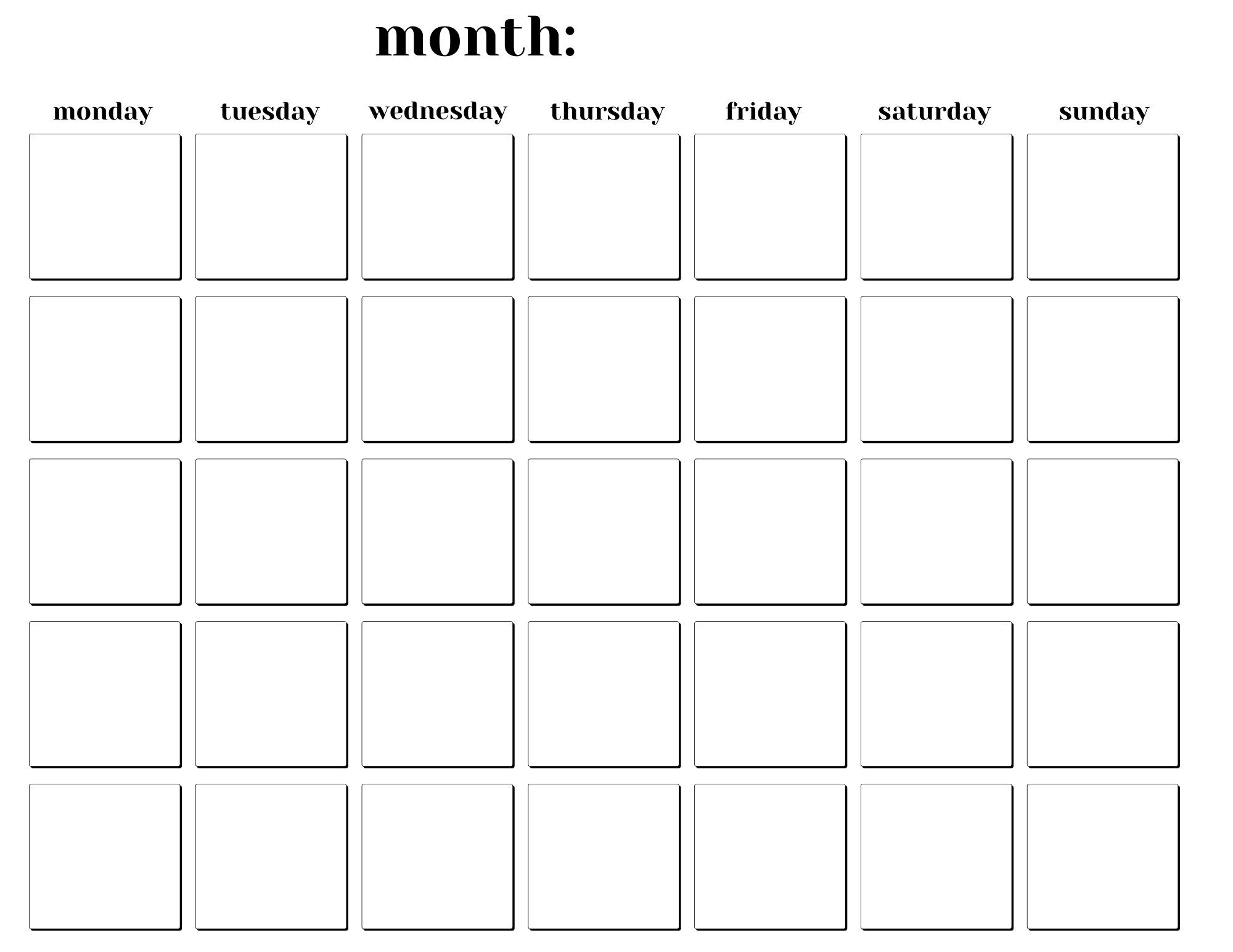 8 By 11 Printable Blank Calendar